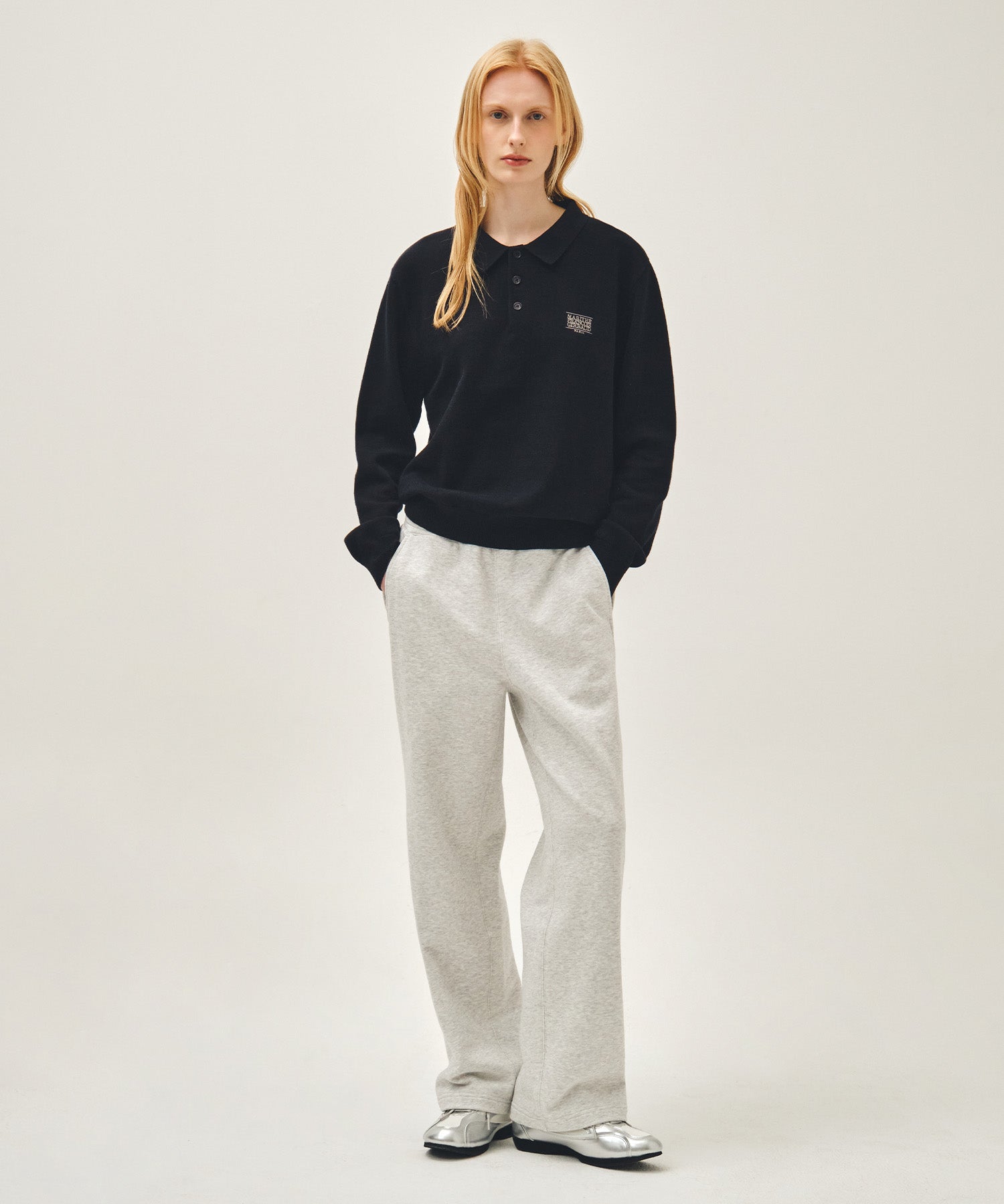 Marithe & Francois Girbaud - Stitch Wide Sweat Pants (Light Heather Gray) product image 3 | TRAB K-Fashion Australia
