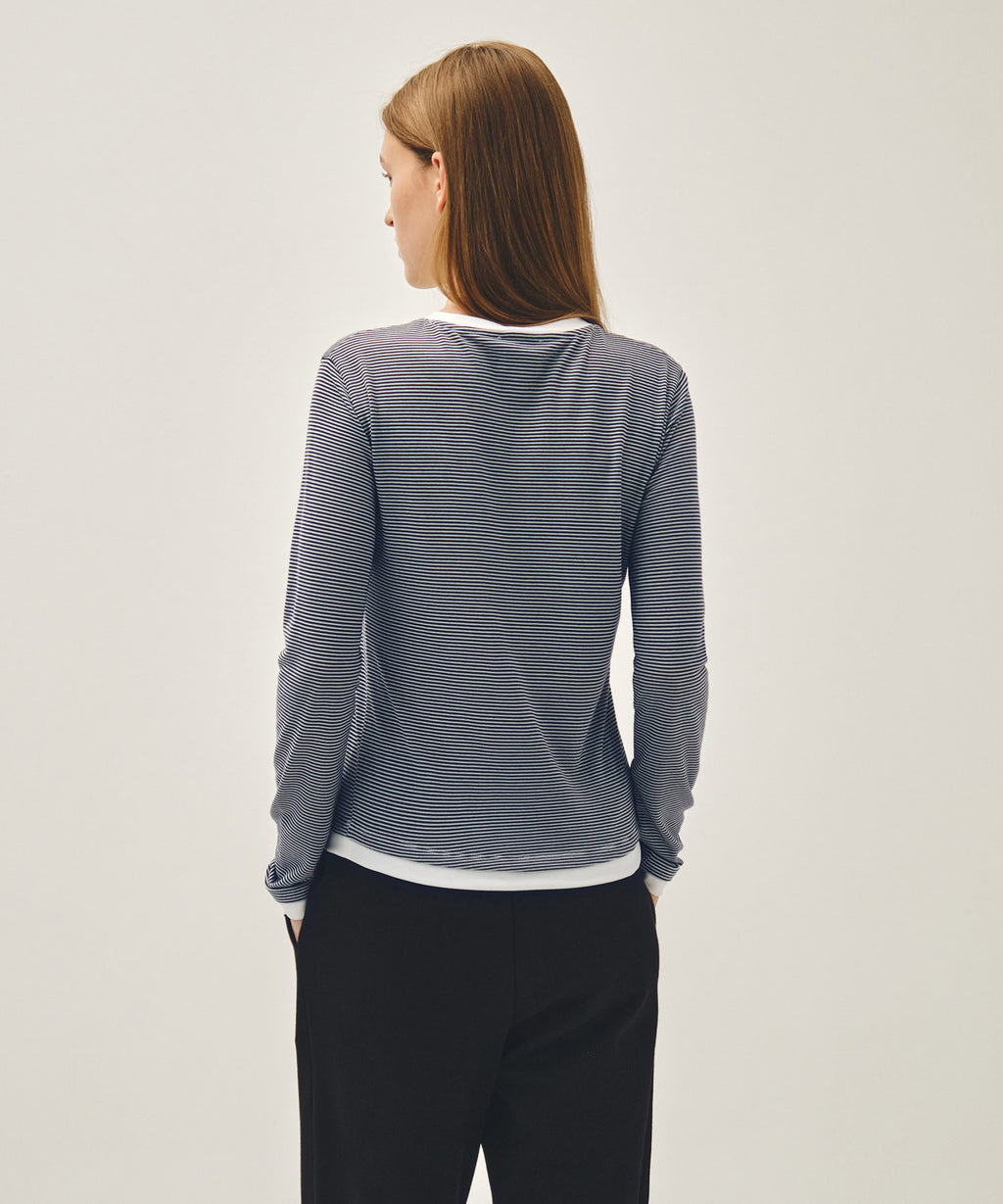 Marithe & Francois Girbaud - Ringer Stripe Long Sleeve Tee (Navy) product image 3 | TRAB K-Fashion Australia