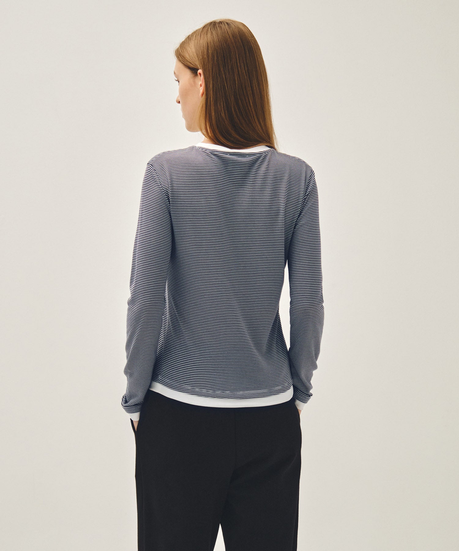 Marithe & Francois Girbaud - Ringer Stripe Long Sleeve Tee (Navy) product image 3 | TRAB K-Fashion Australia