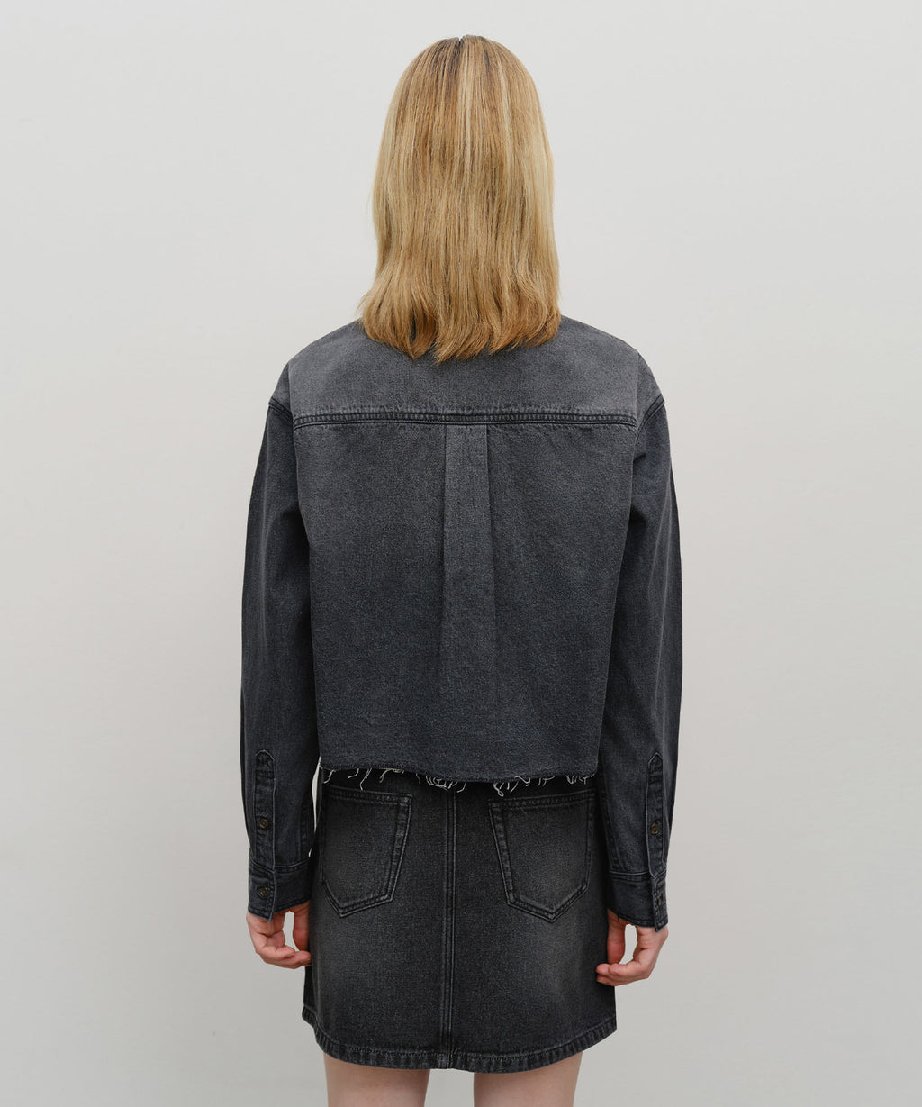 Marithe & Francois Girbaud - Heritage Lettering Logo Denim Crop Shirt (Black) product image 3 | TRAB K-Fashion Australia