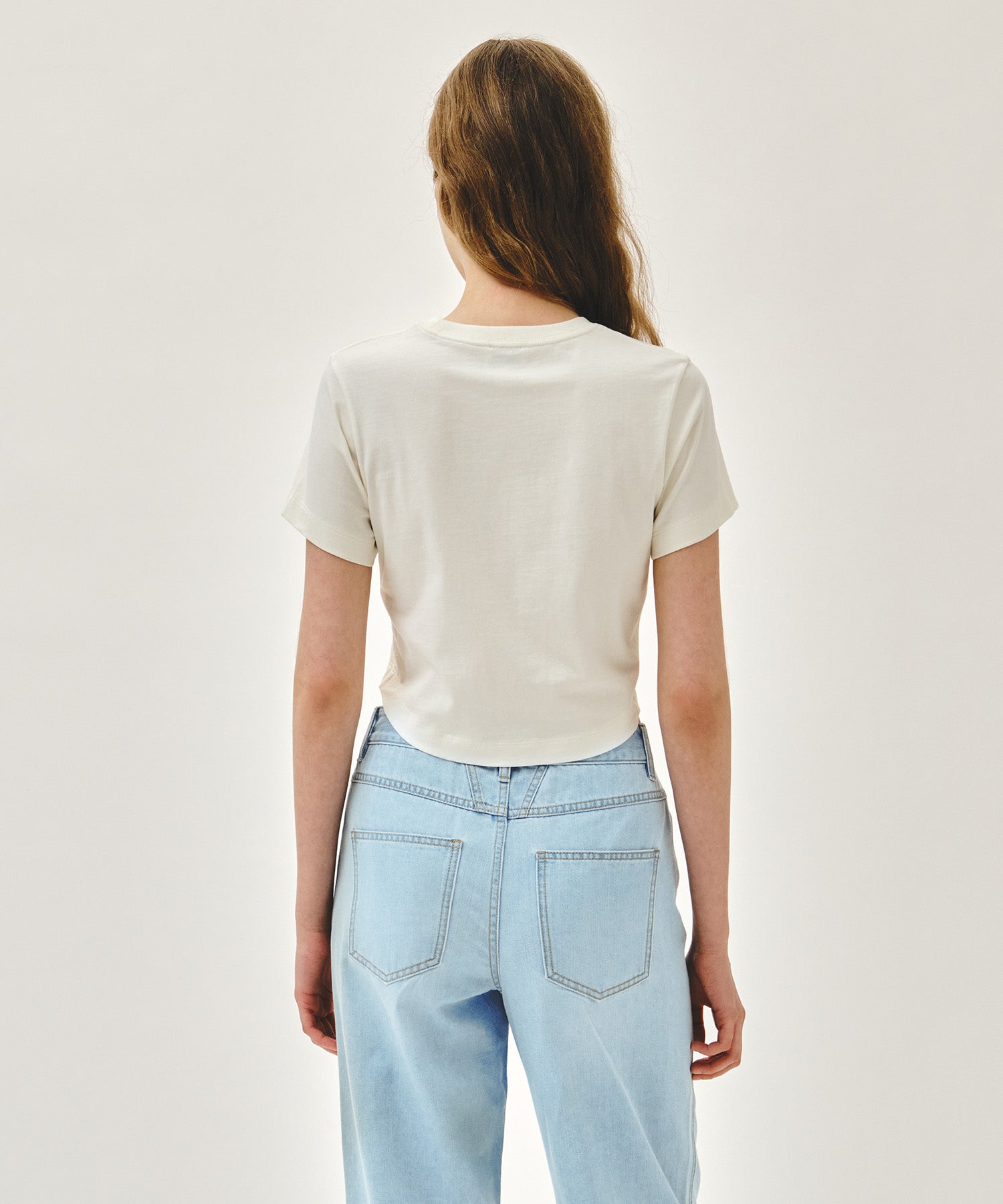 Marithe & Francois Girbaud - Silver Lettering Crop Tee (Ivory) product image 3 | TRAB K-Fashion Australia
