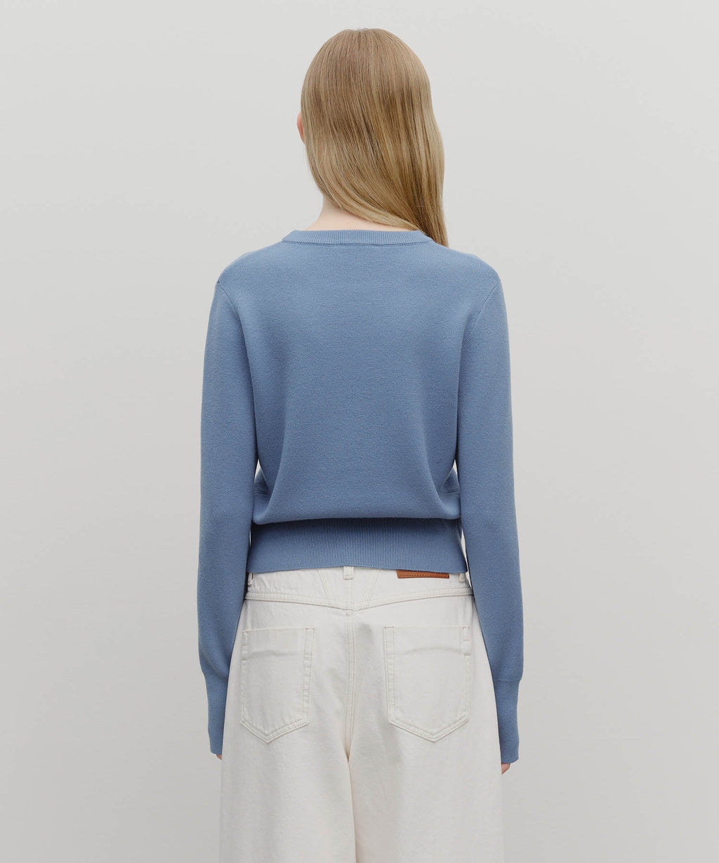Marithe & Francois Girbaud - Classic Logo Crop Knit (Ash Blue) product image 3 | TRAB K-Fashion Australia