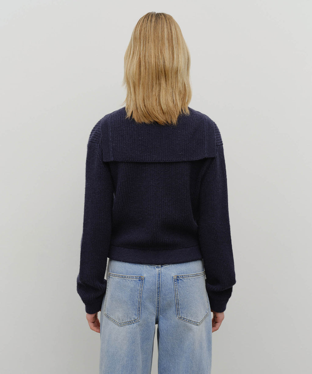 Marithe & Francois Girbaud - Sailor Rib Knit Cardigan (Navy) product image 3 | TRAB K-Fashion Australia