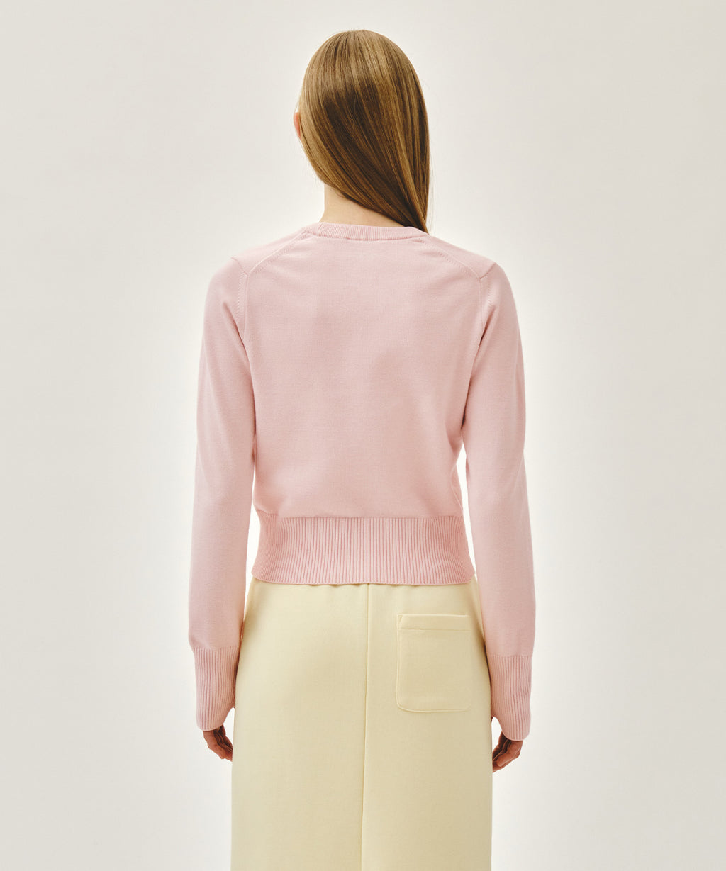Marithe & Francois Girbaud - Small Classic Logo Crop Knit Pullover (Pink) product image 3 | TRAB K-Fashion Australia
