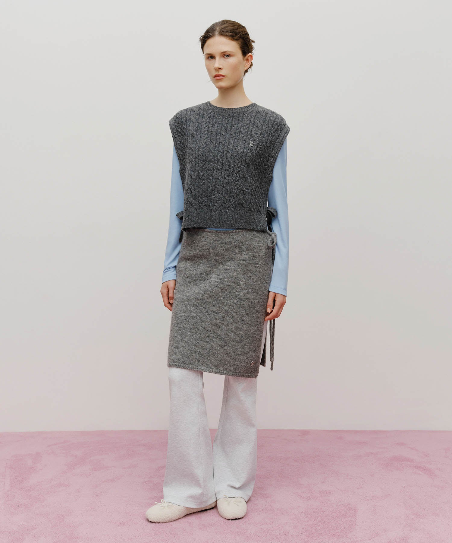 Marithe & Francois Girbaud - Knit Layered Skirt (Melange Gray) product image 3 | TRAB K-Fashion Australia