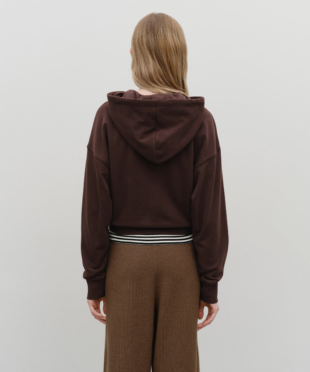 Marithe & Francois Girbaud - Small Classic Logo Crop Hoodie (Brown) product image 3 | TRAB K-Fashion Australia