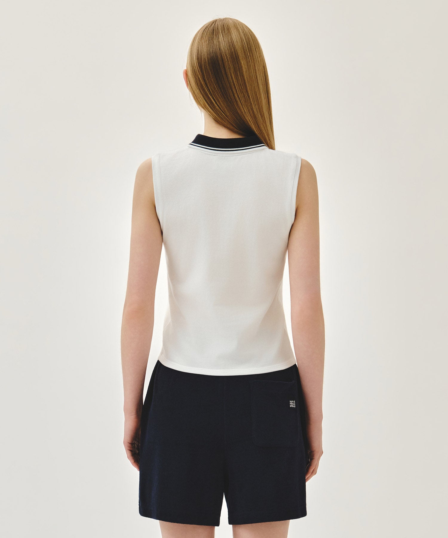 Marithe & Francois Girbaud - Small Classic Logo Pk Collar Sleeveless (White) product image 3 | TRAB K-Fashion Australia