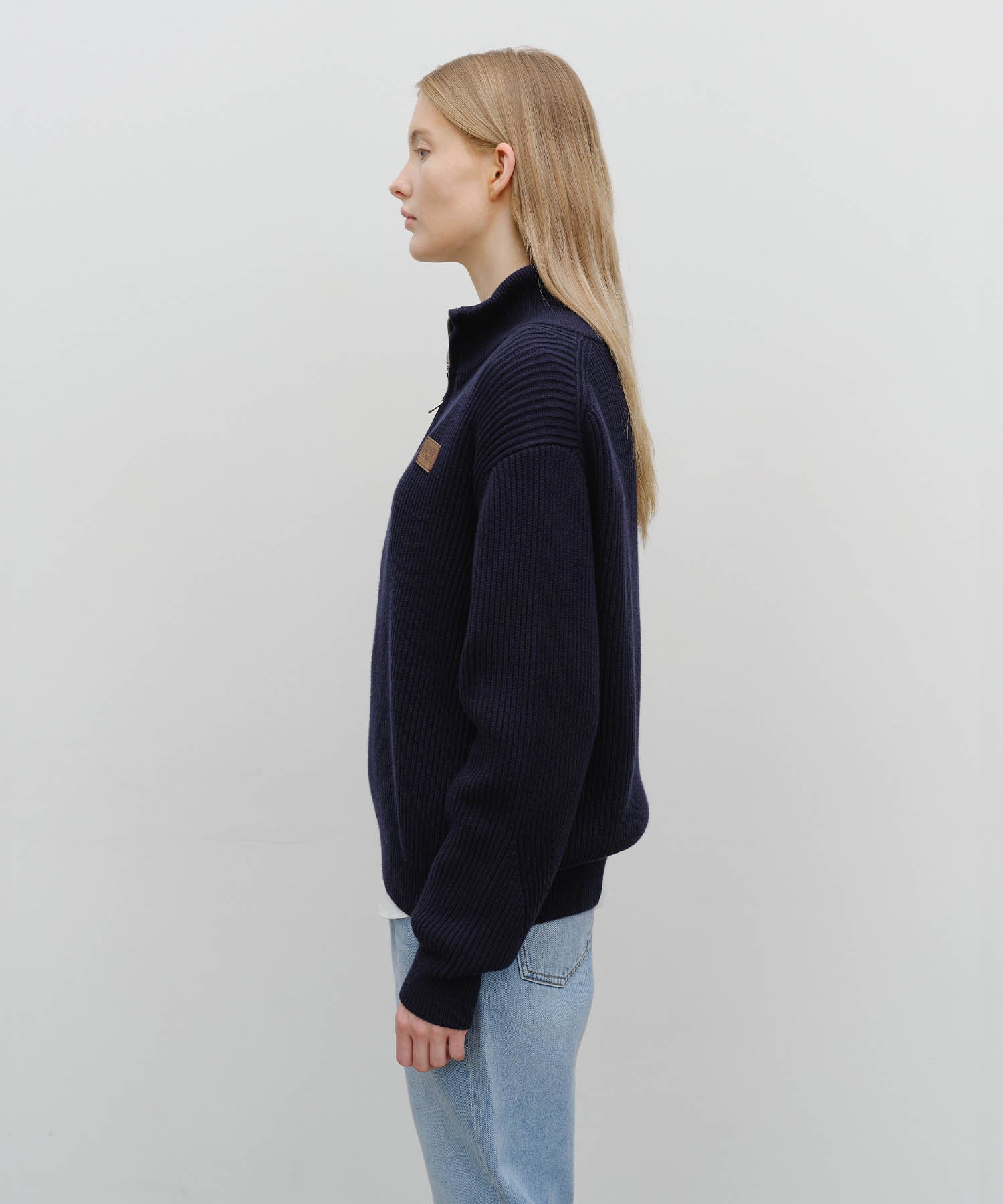 Marithe & Francois Girbaud - Half Neck Zipup Knit (Navy) product image 3 | TRAB K-Fashion Australia