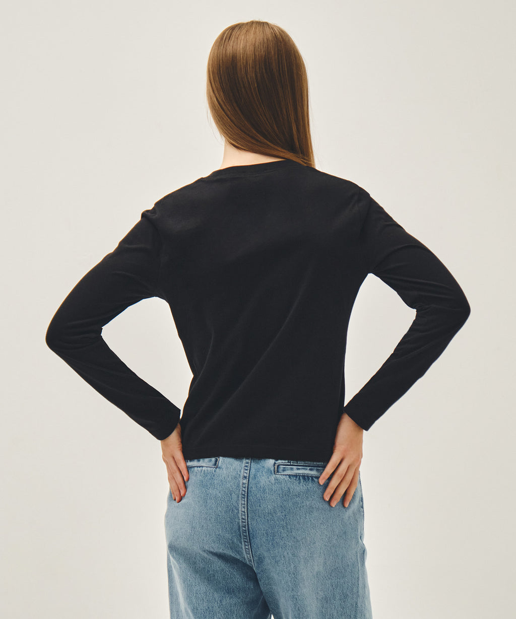 Marithe & Francois Girbaud - Regular Logo Long Sleeve Tee (Black) product image 3 | TRAB K-Fashion Australia