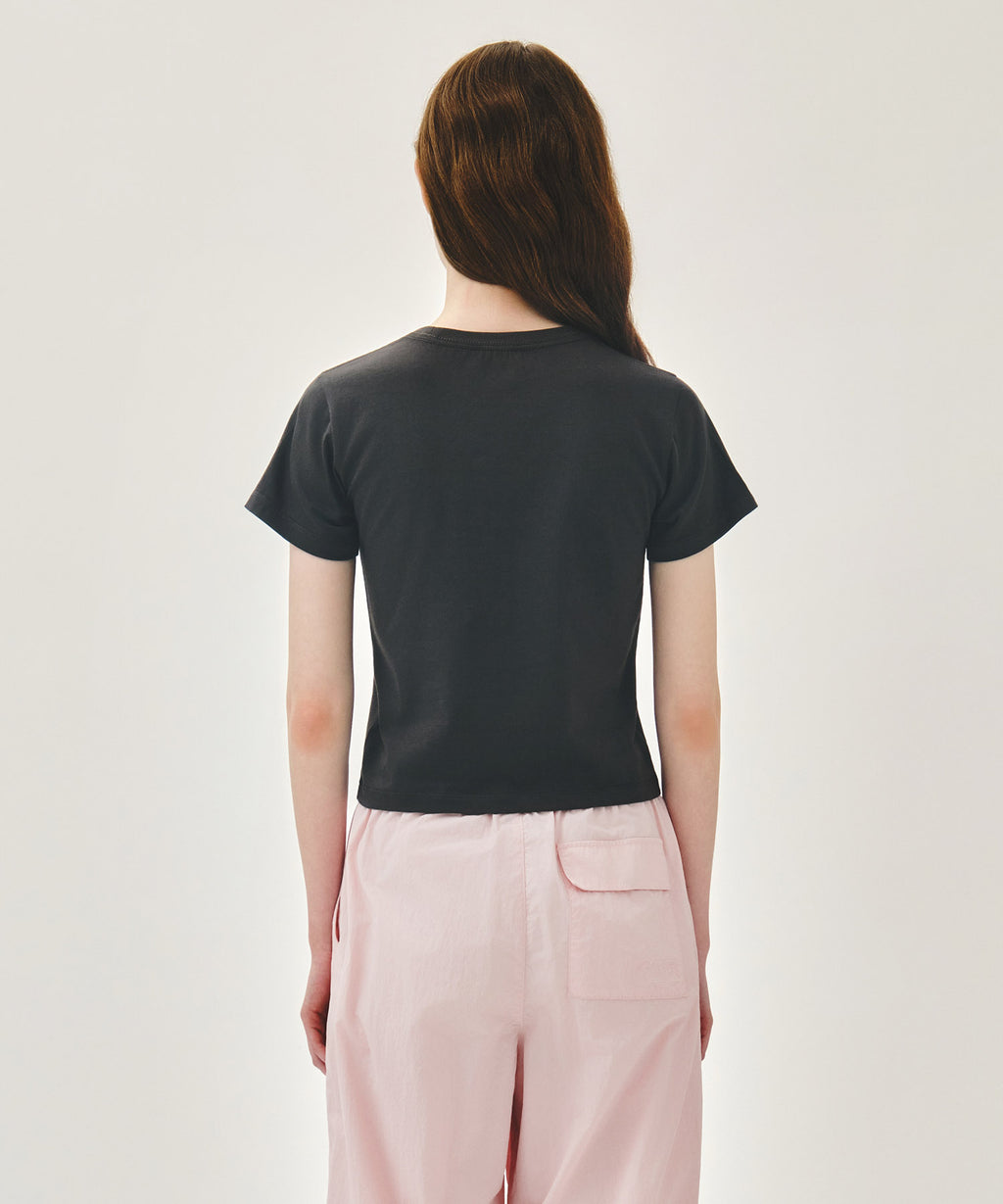 Marithe & Francois Girbaud - [Pre-order – Ships 23 Jun] Lemon Graphic Slim Crop Tee (Charcoal) product image 7 | TRAB K-Fashion Australia