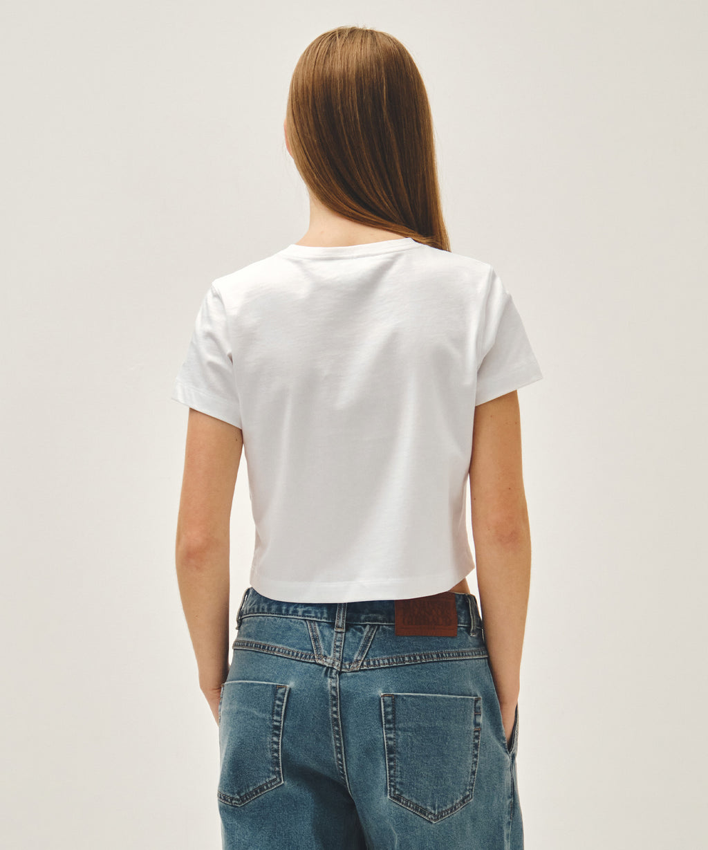 Marithe & Francois Girbaud - Classic Logo Crop Tee (White) product image 3 | TRAB K-Fashion Australia