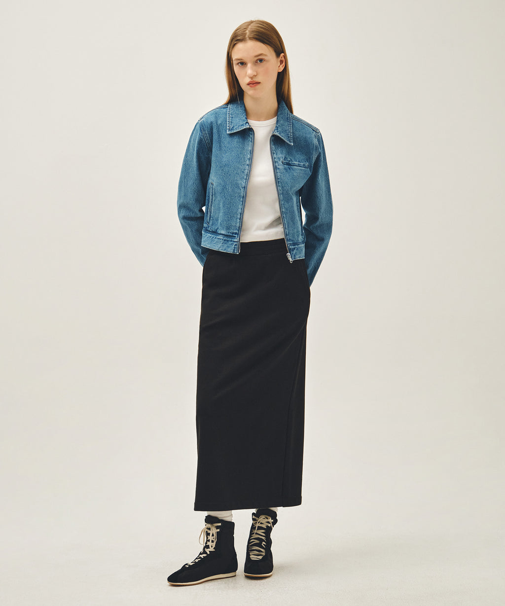 Marithe & Francois Girbaud - Classic Logo Sweat Long Skirt (Black Black) product image 3 | TRAB K-Fashion Australia