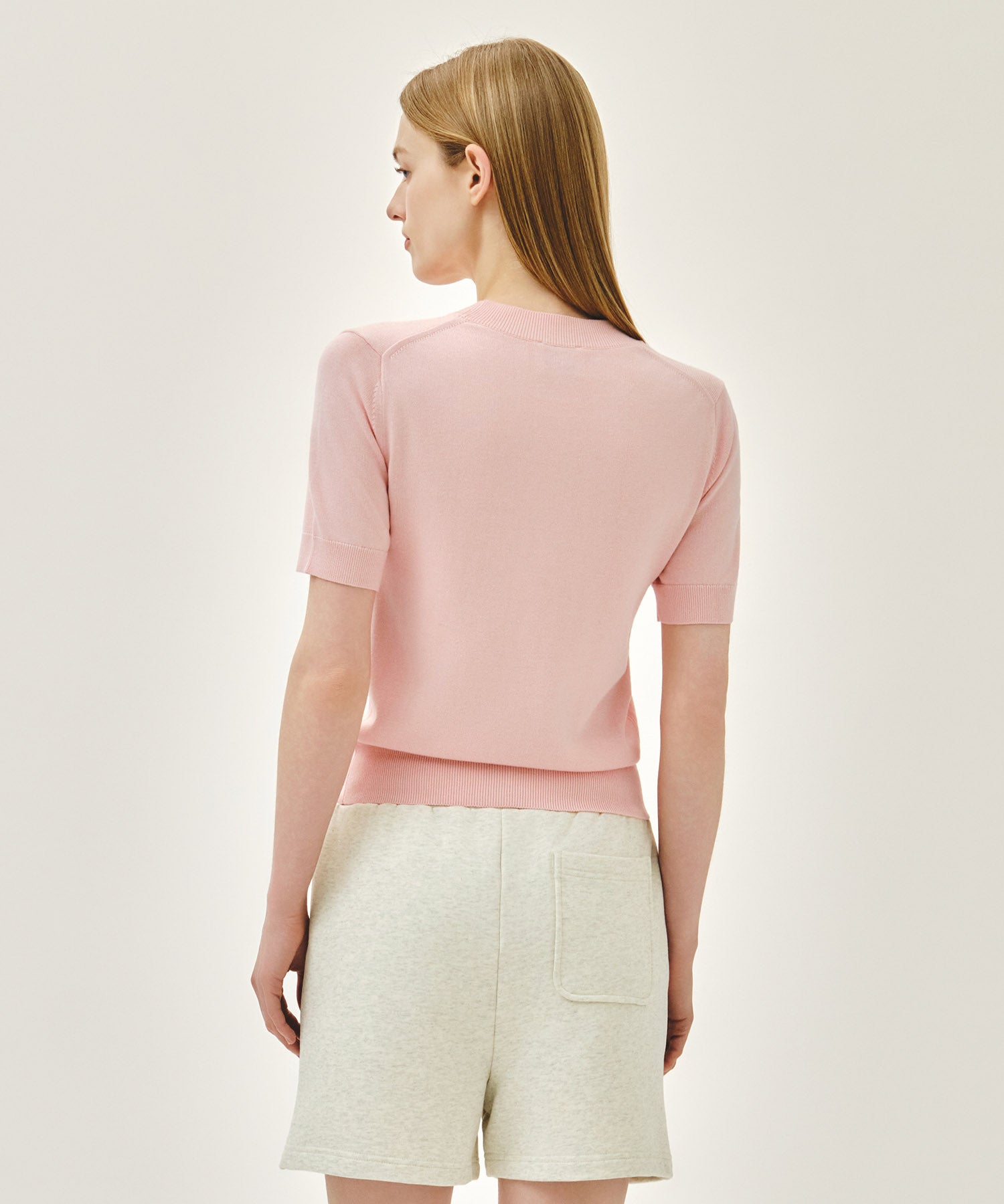 Marithe & Francois Girbaud - Doodle Bear Half Knit Pullover (Light Pink) product image 3 | TRAB K-Fashion Australia