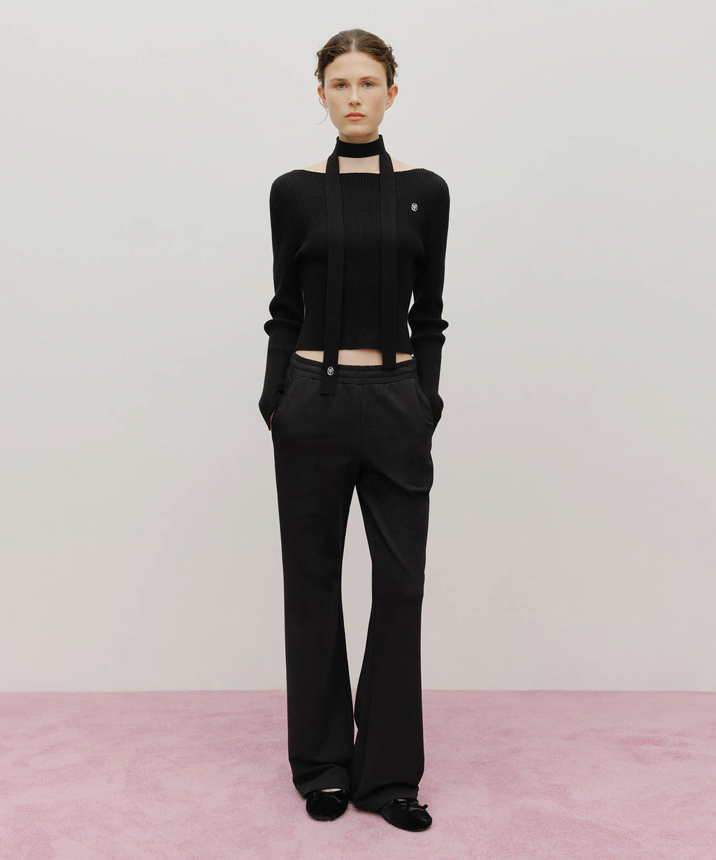 Marithe & Francois Girbaud - Lace Point Boots Cut Sweat Pants (Black) product image 3 | TRAB K-Fashion Australia