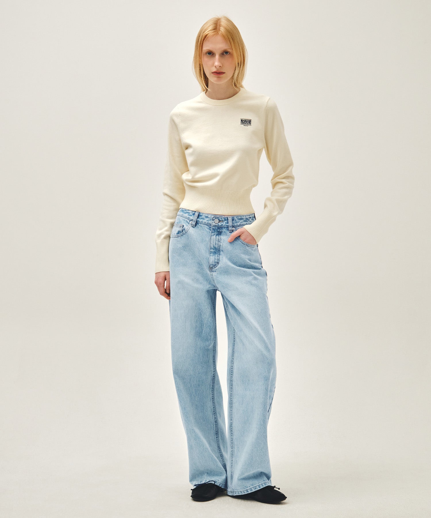 Marithe & Francois Girbaud - Curved Denim Pants (Light Blue) product image 5 | TRAB K-Fashion Australia