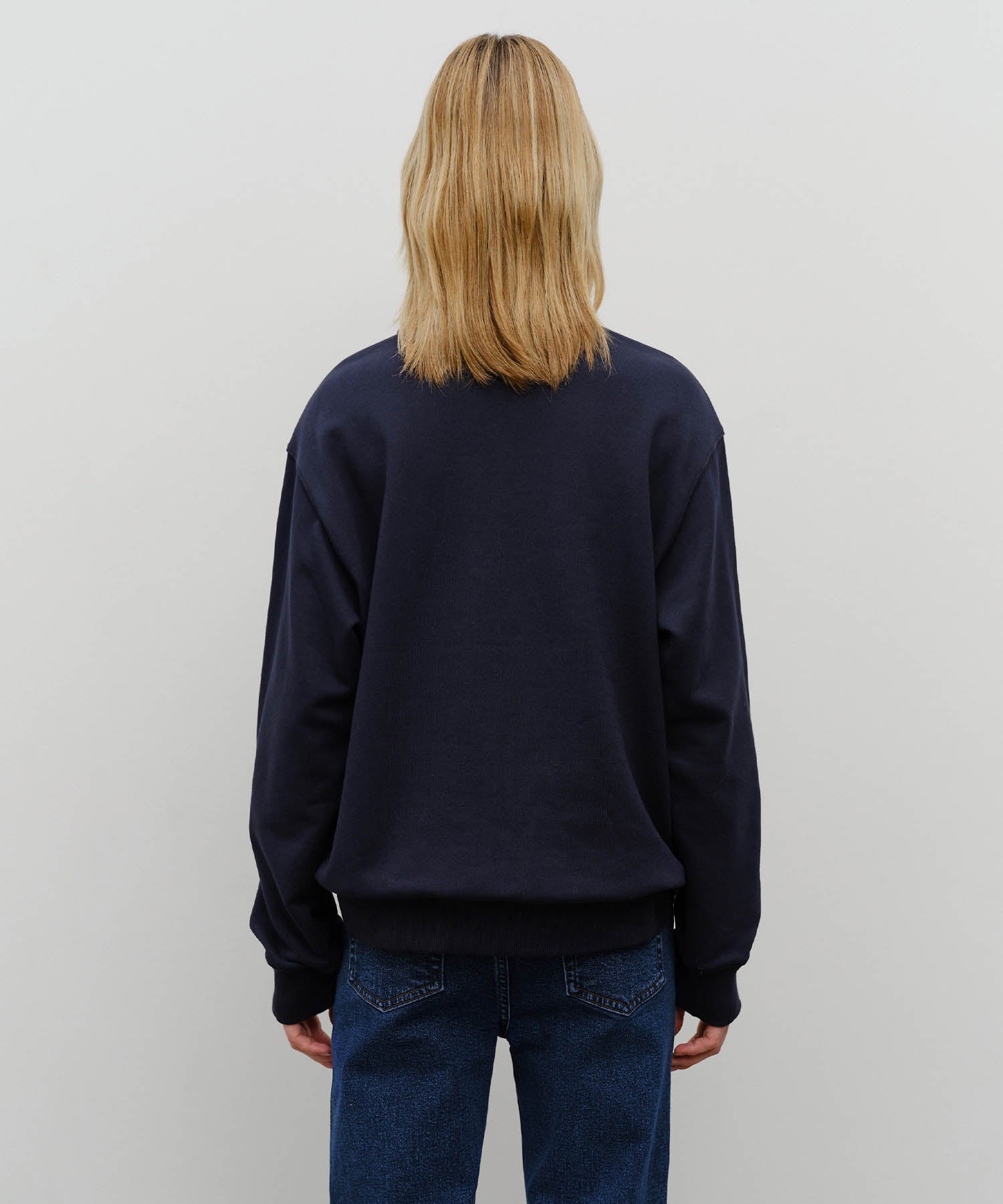 Marithe & Francois Girbaud - Baseball Logo Collar Half Zipup Sweatshirt (Navy) product image 3 | TRAB K-Fashion Australia