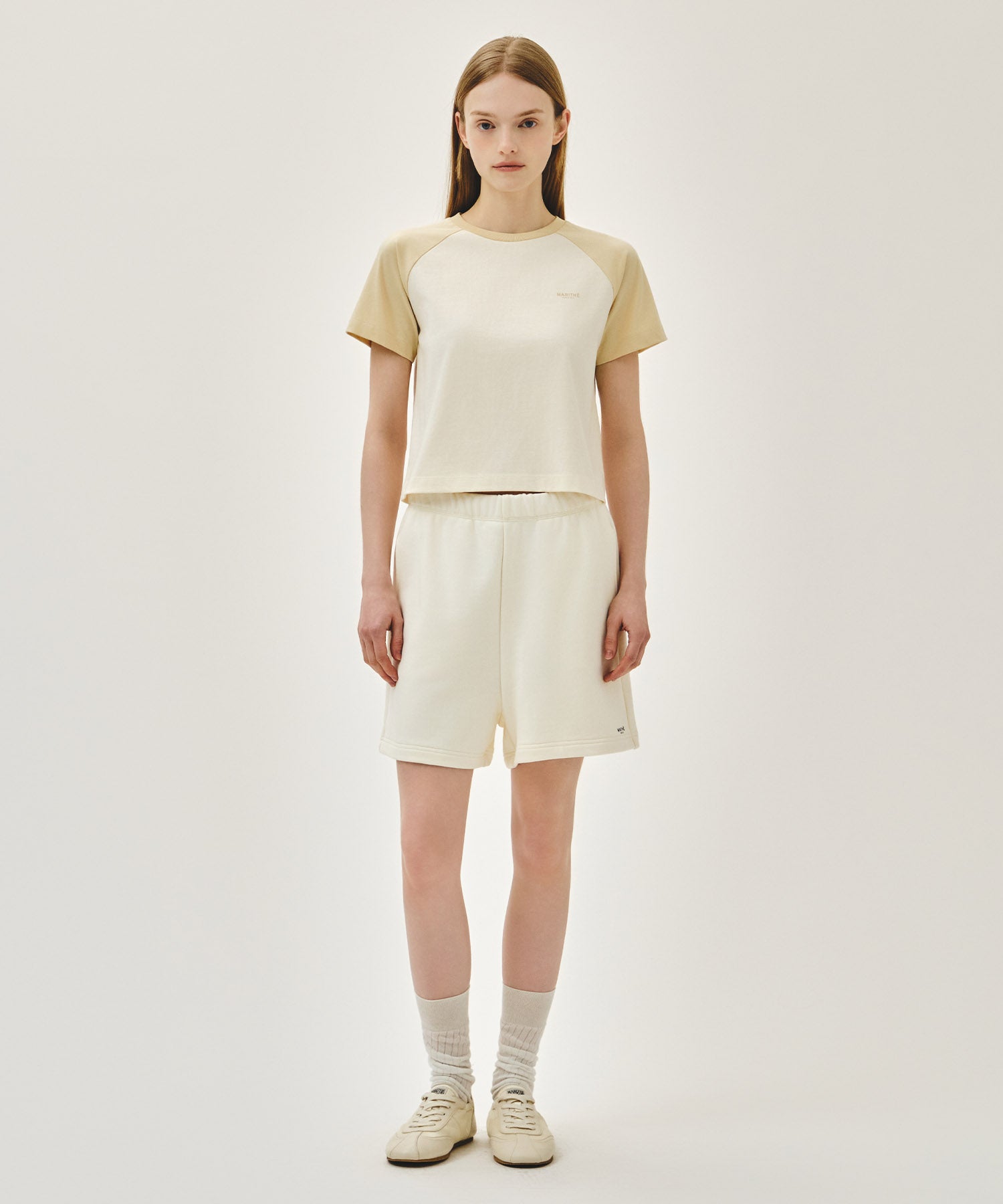Marithe & Francois Girbaud - Regular Logo Sweat Shorts (Ivory) product image 3 | TRAB K-Fashion Australia