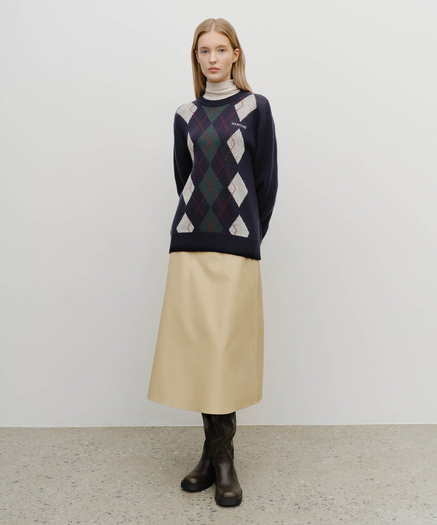 Marithe & Francois Girbaud - Semi Flare Skirt (Beige) product image 3 | TRAB K-Fashion Australia