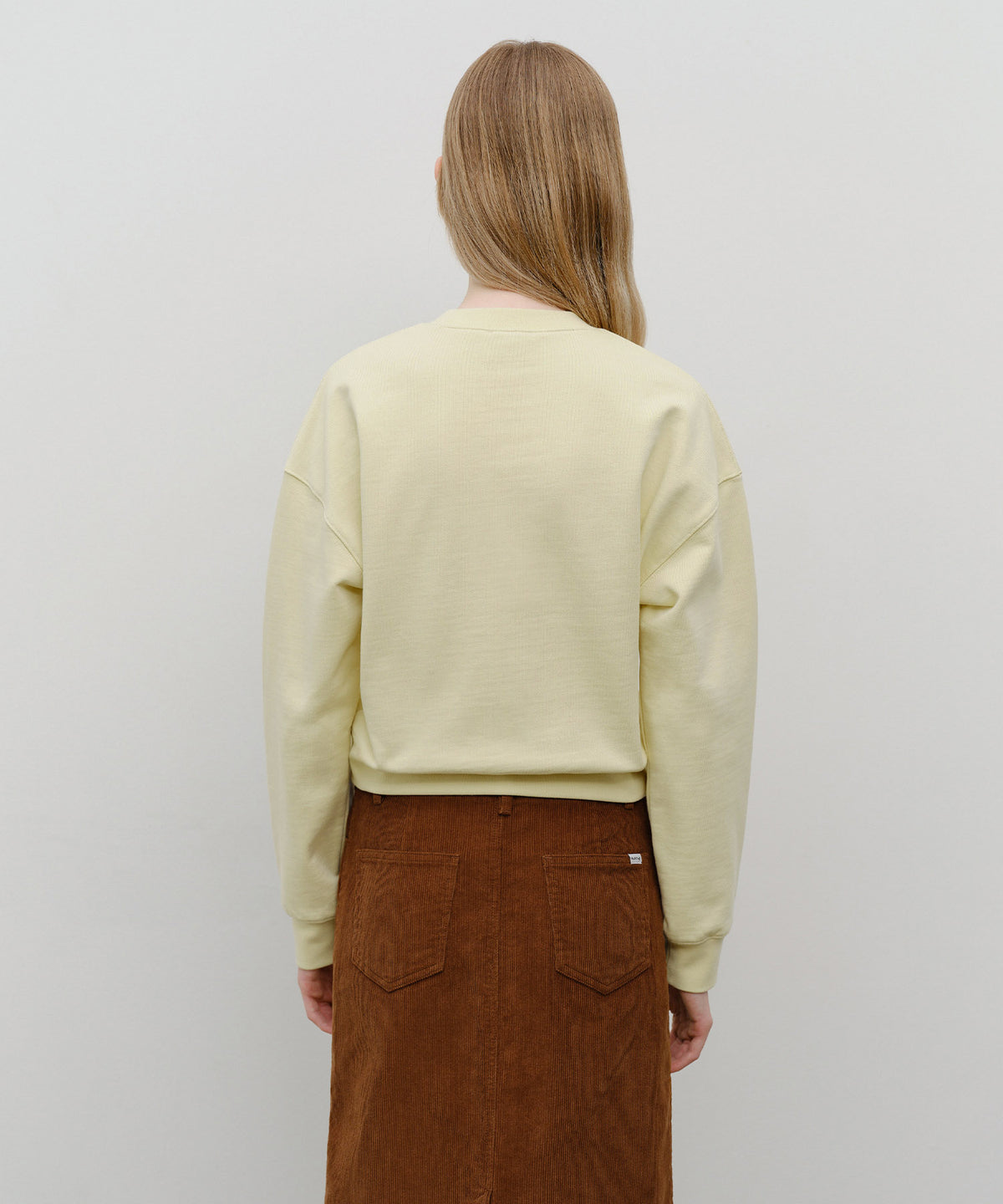 Marithe & Francois Girbaud - Classic Logo Crop Sweatshirt (Light Yellow) product image 3 | TRAB K-Fashion Australia