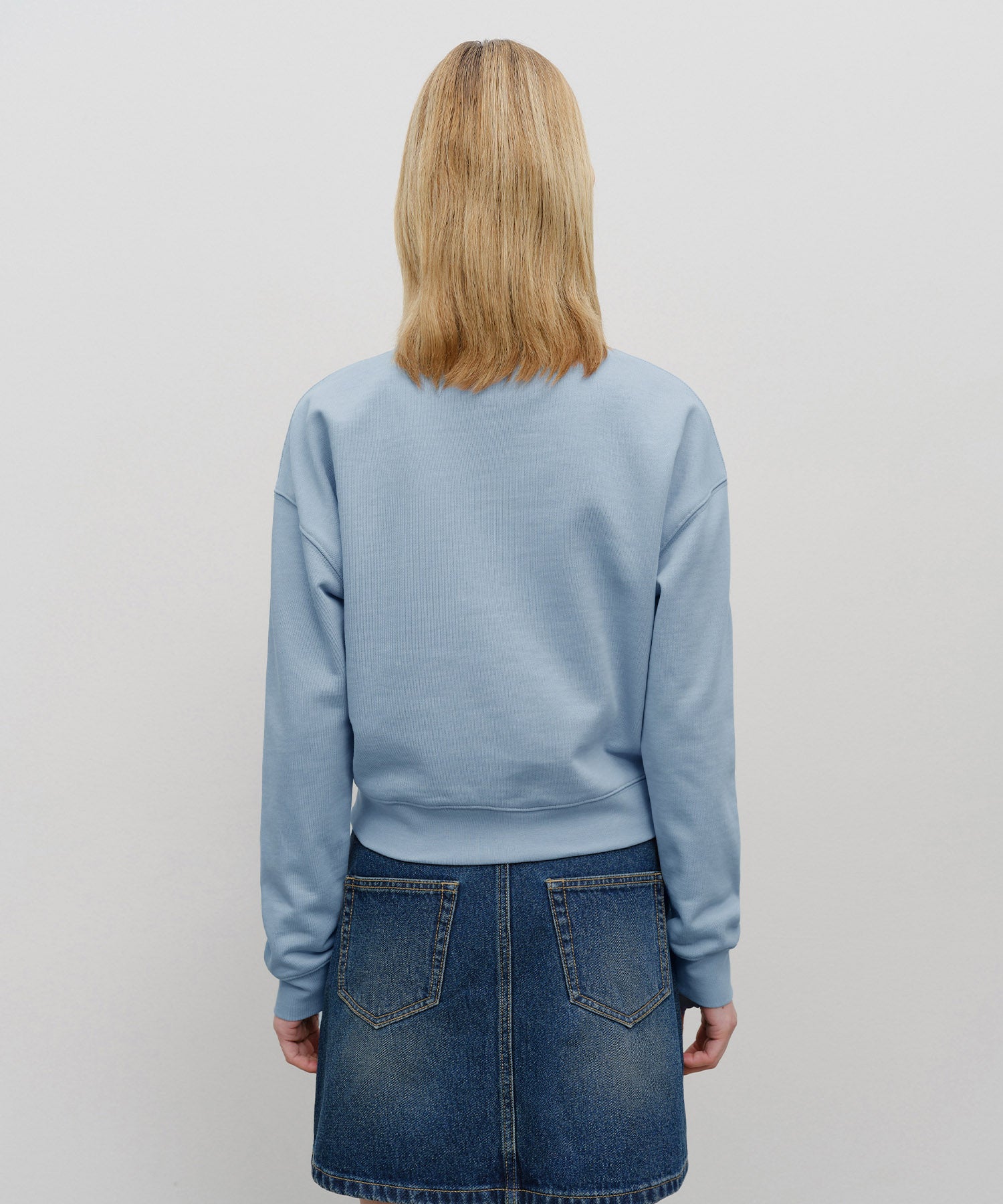 Marithe & Francois Girbaud - Classic Logo Crop Sweatshirt (Sky Blue) product image 3 | TRAB K-Fashion Australia