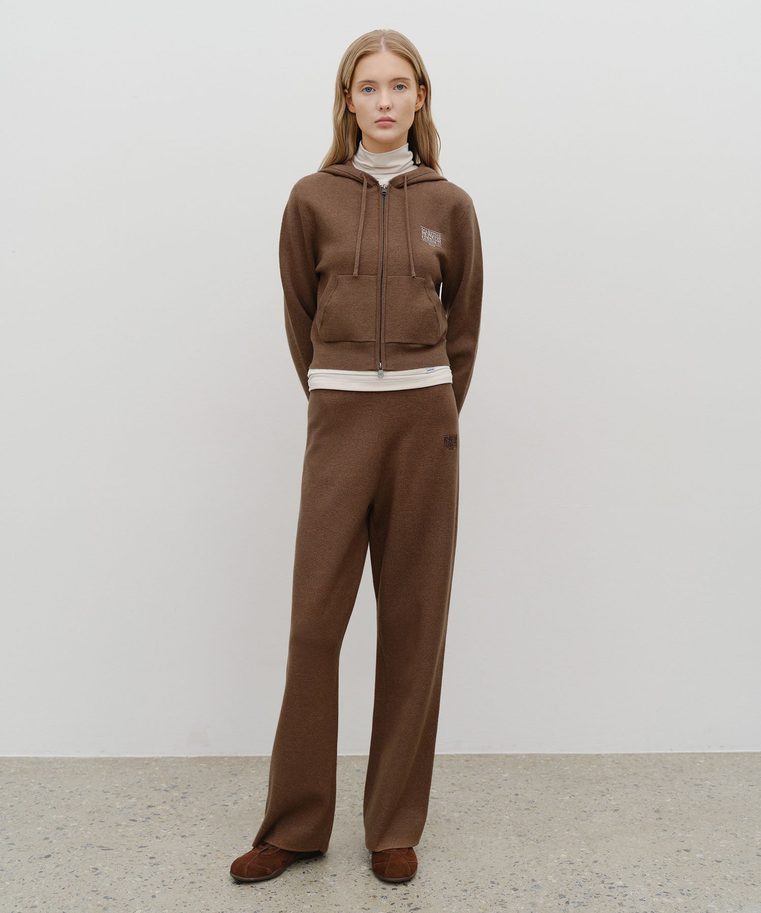Marithe & Francois Girbaud - Classic Logo Knit Pants (Brown) product image 3 | TRAB K-Fashion Australia