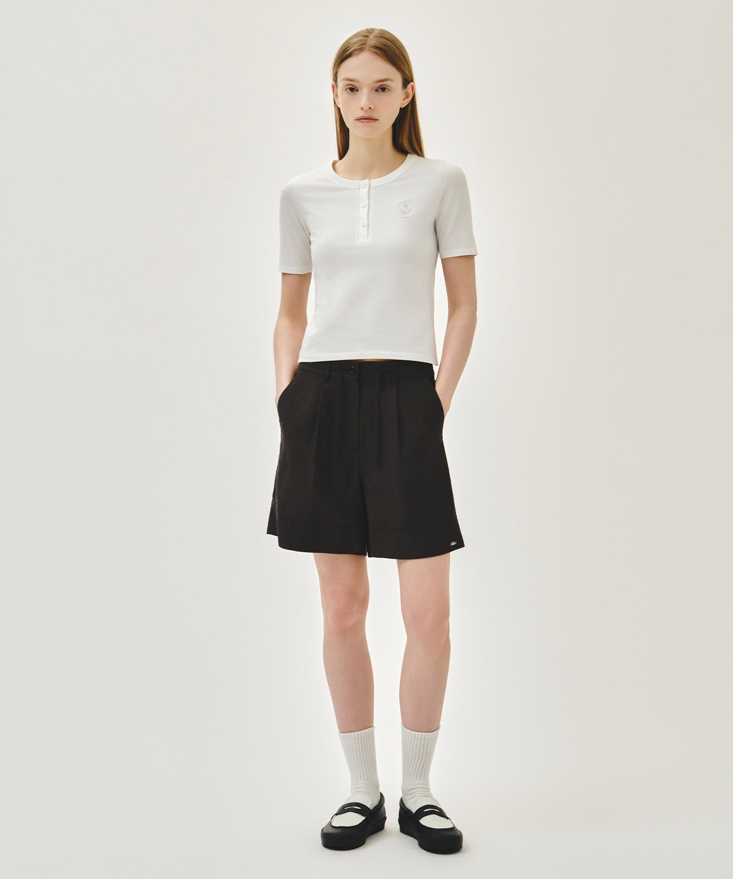 Marithe & Francois Girbaud - Easy Linen Shorts (Charcoal) product image 3 | TRAB K-Fashion Australia