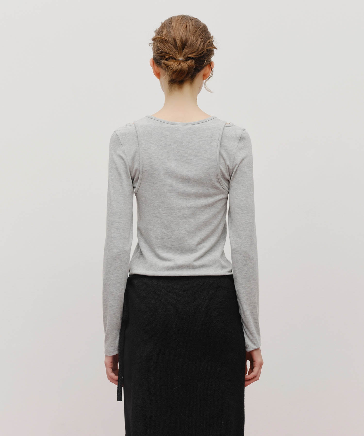 Marithe & Francois Girbaud - Layered Jersey Long Sleeve (Light Heather Gray) product image 3 | TRAB K-Fashion Australia