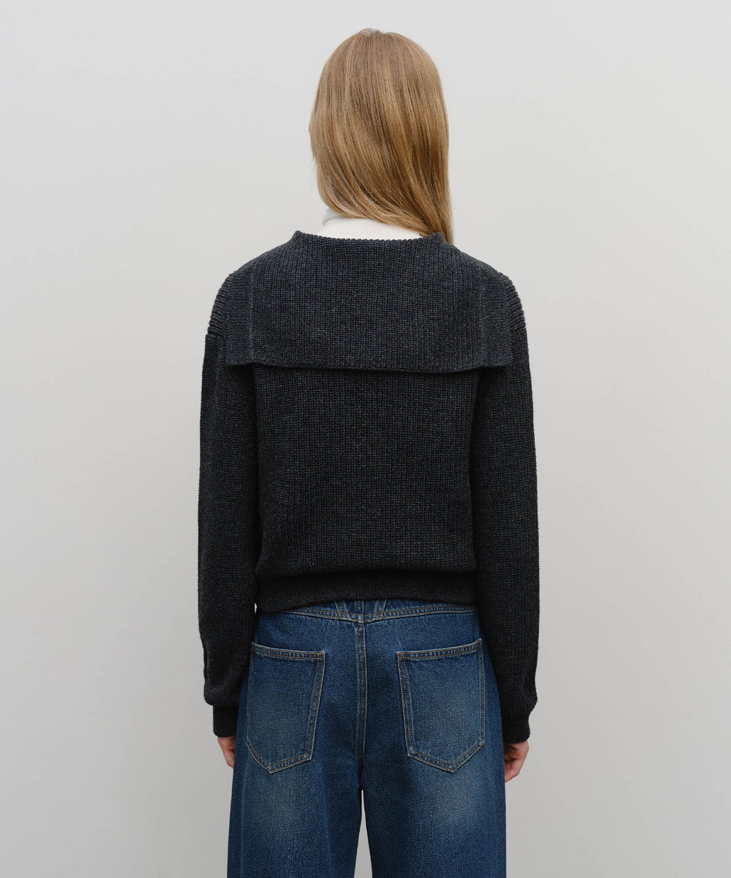 Marithe & Francois Girbaud - Sailor Rib Knit Cardigan (Dark Heather Gray) product image 3 | TRAB K-Fashion Australia