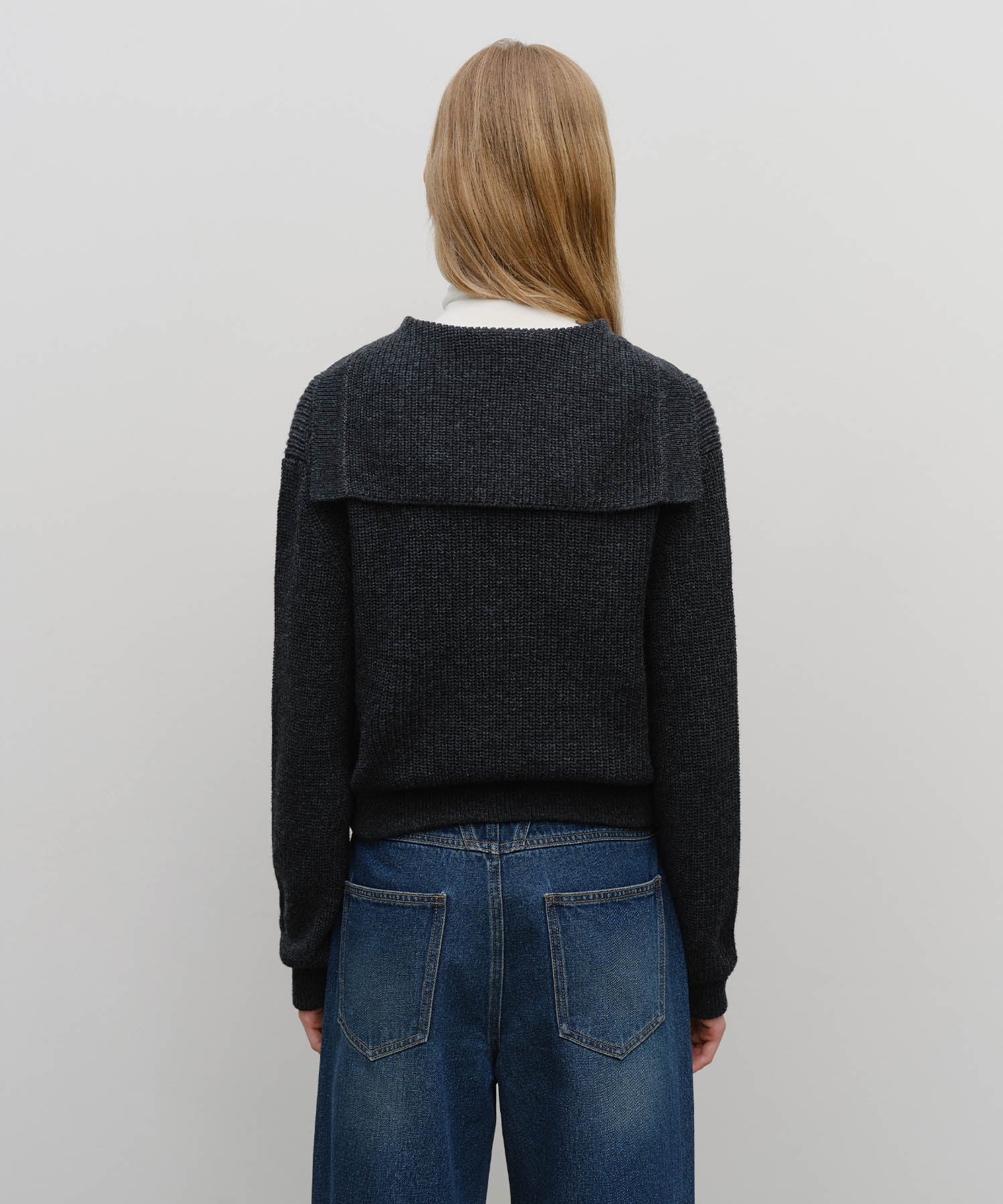 Marithe & Francois Girbaud - Sailor Rib Knit Cardigan (Dark Heather Gray) product image 3 | TRAB K-Fashion Australia