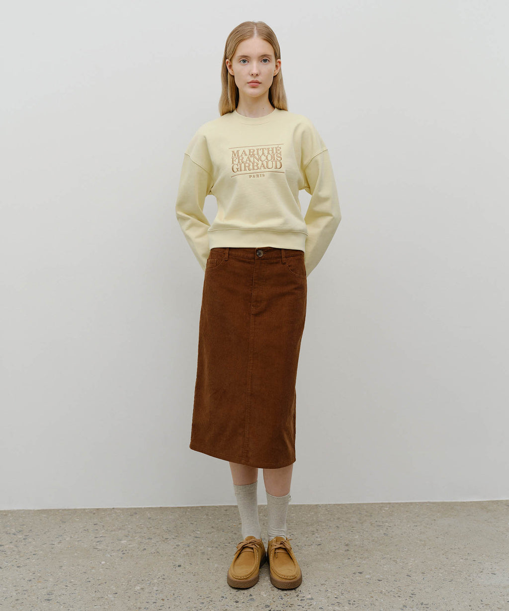 Marithe & Francois Girbaud - Classic Corduroy Midi Skirt (Brown) product image 3 | TRAB K-Fashion Australia