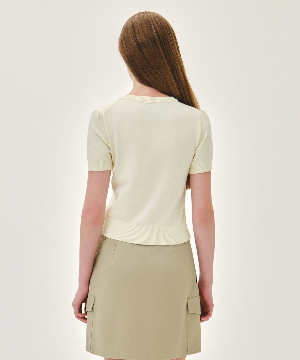 Marithe & Francois Girbaud - Argyle Cable Half Knit Pullover (Ivory) product image 3 | TRAB K-Fashion Australia