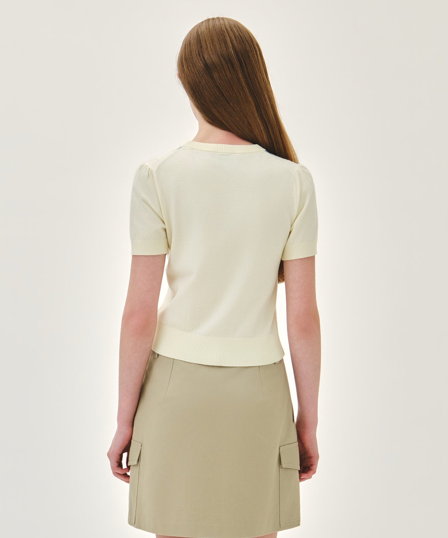 Marithe & Francois Girbaud - Argyle Cable Half Knit Pullover (Ivory) product image 3 | TRAB K-Fashion Australia
