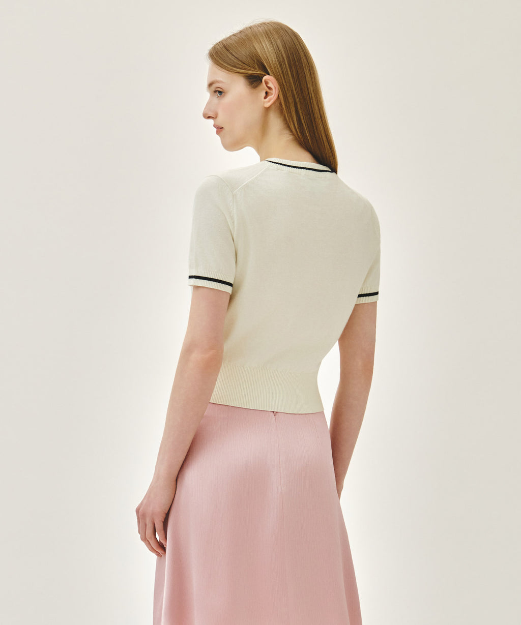 Marithe & Francois Girbaud - Circle Logo Half Knit Pullover (Ivory) product image 3 | TRAB K-Fashion Australia