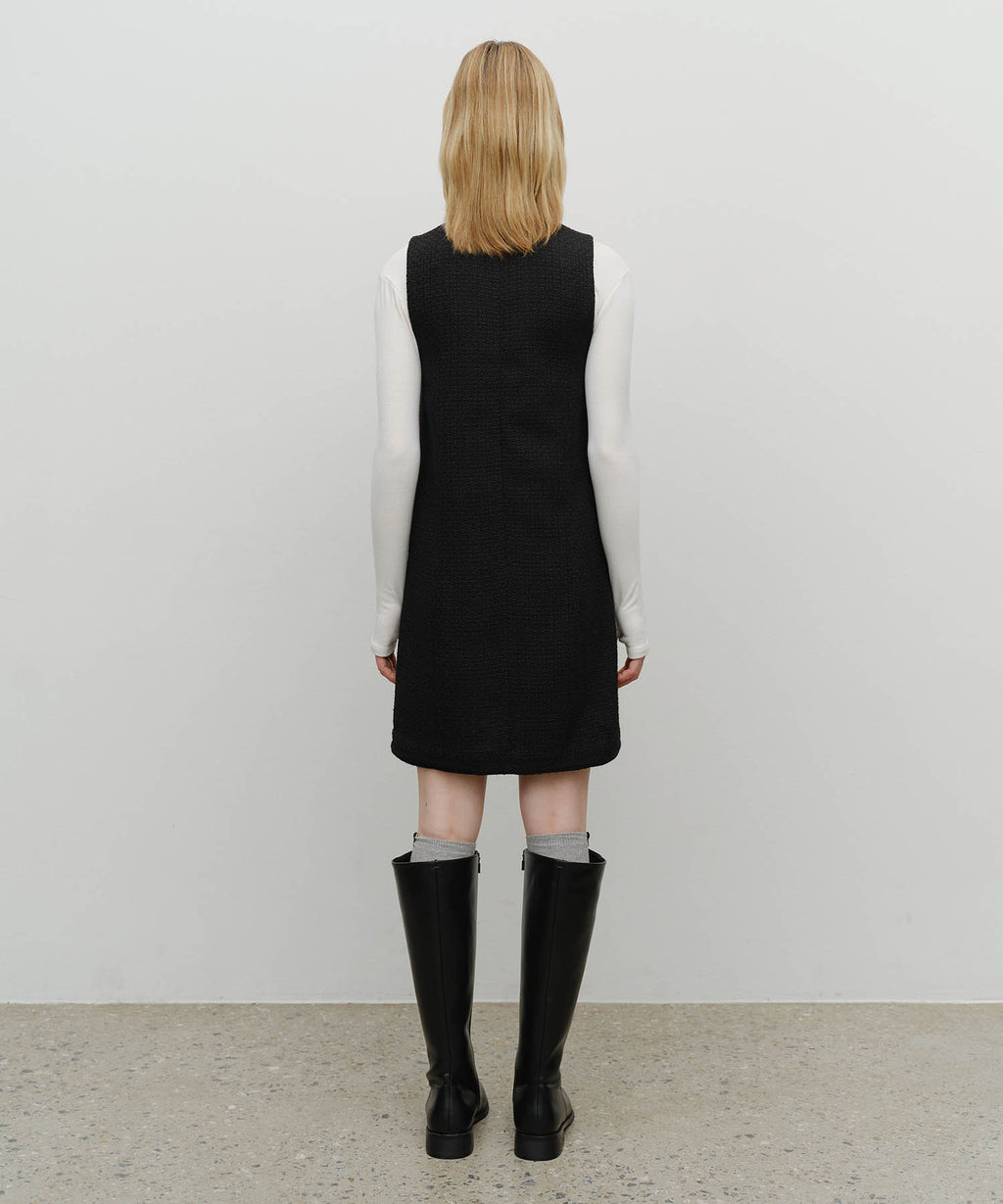 Marithe & Francois Girbaud - Tweed Sleeveless Dress (Black) product image 3 | TRAB K-Fashion Australia