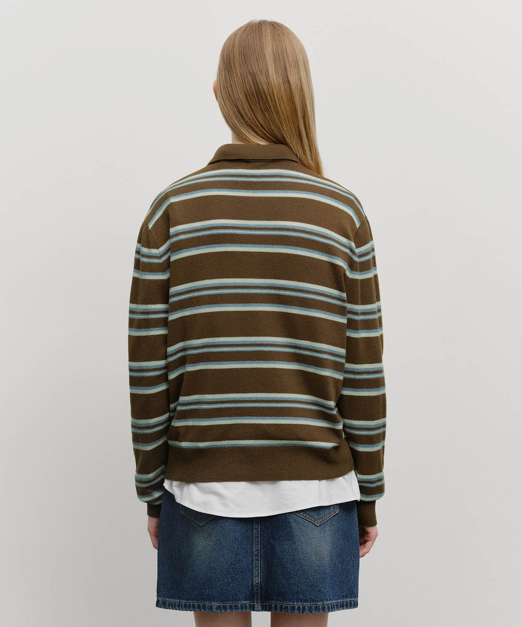 Marithe & Francois Girbaud - Regular Logo Stripe Polo Knit (Camel) product image 3 | TRAB K-Fashion Australia