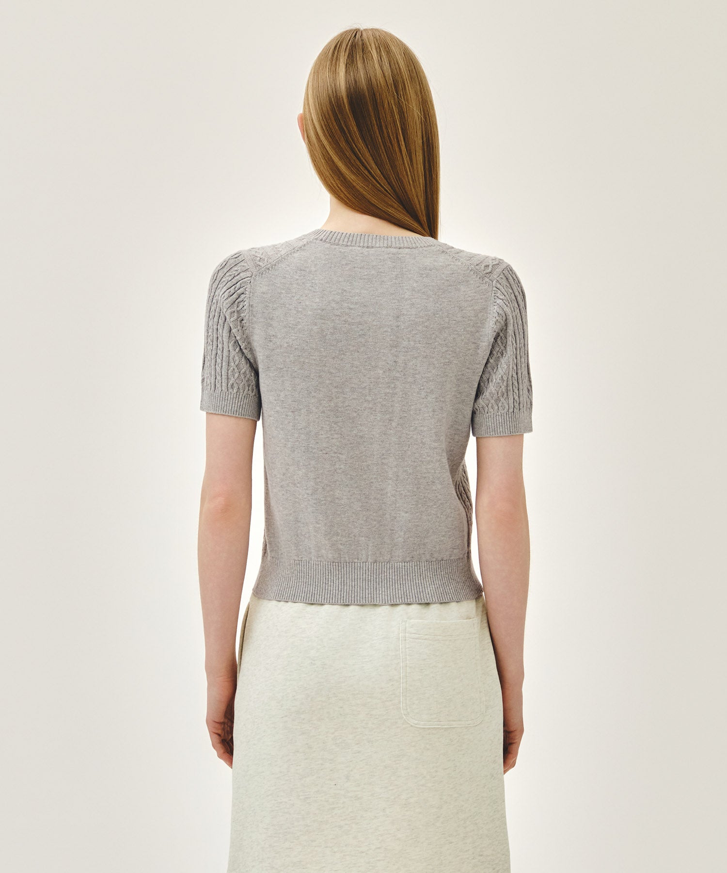 Marithe & Francois Girbaud - Cable Half Knit Pullover (Light Heather Gray) product image 3 | TRAB K-Fashion Australia