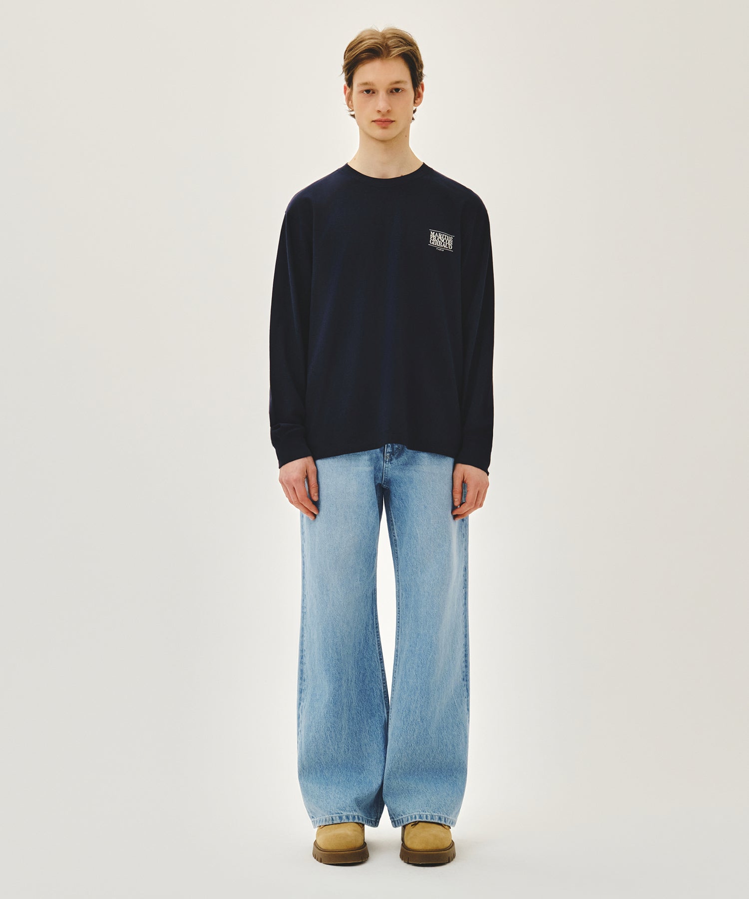 Marithe & Francois Girbaud - Relaxed Fit Boots-cut Denim Pants (Light Blue) product image 3 | TRAB K-Fashion Australia