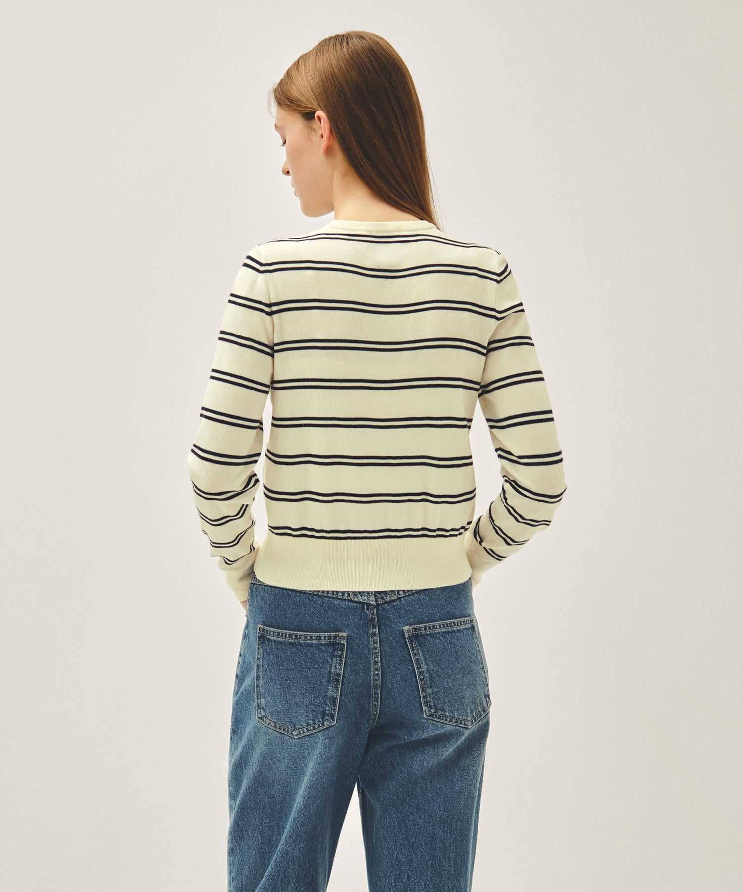 Marithe & Francois Girbaud - Stripe Knit Cardigan (Ivory) product image 3 | TRAB K-Fashion Australia