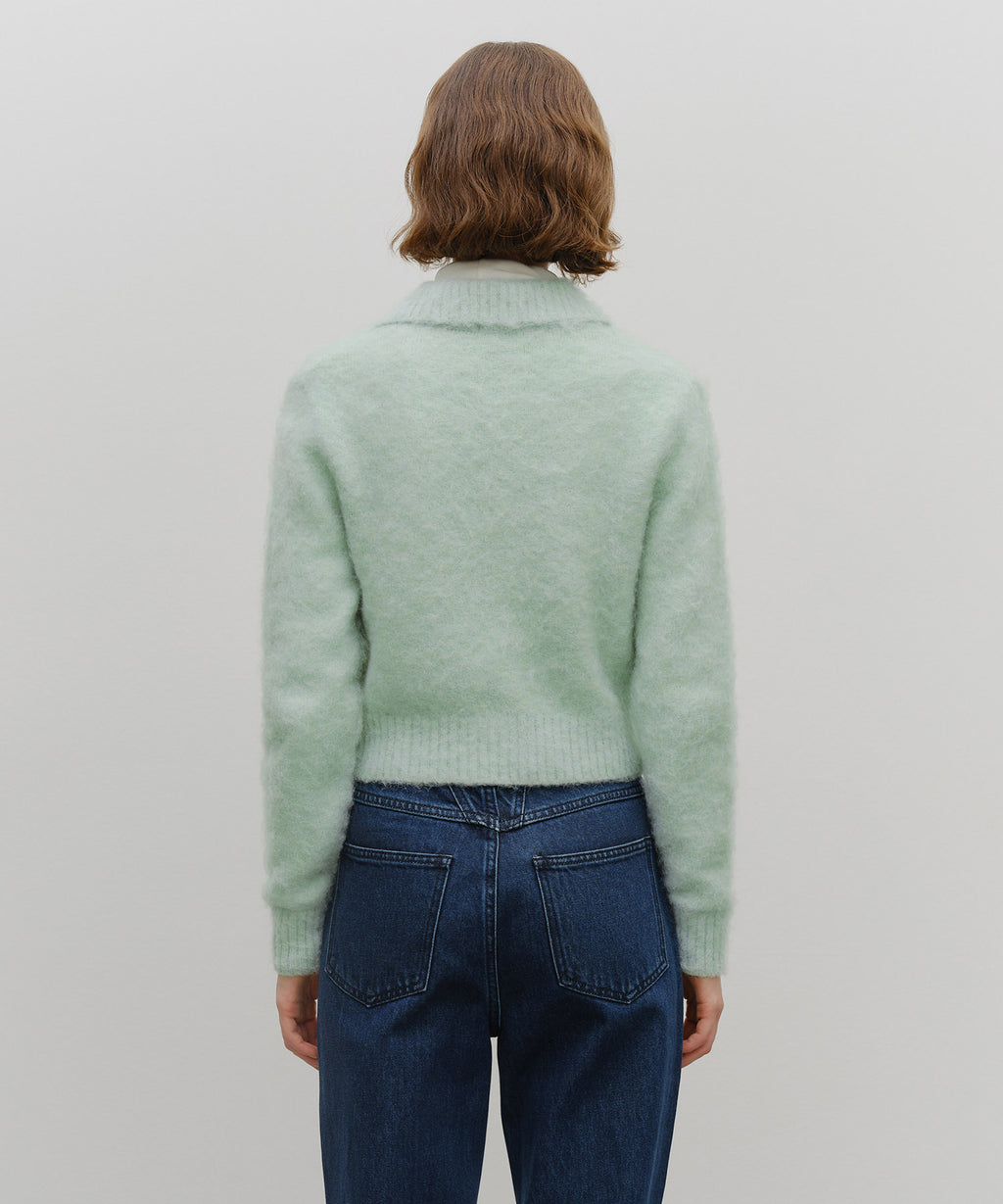 Marithe & Francois Girbaud - Hairy Collar Cardigan (Mint) product image 6 | TRAB K-Fashion Australia