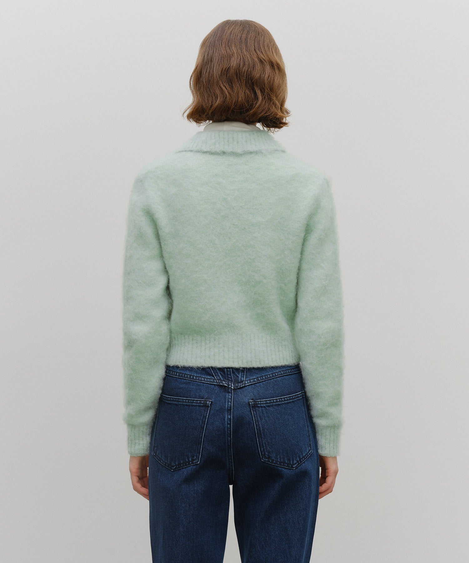 Marithe & Francois Girbaud - Hairy Collar Cardigan (Mint) product image 6 | TRAB K-Fashion Australia