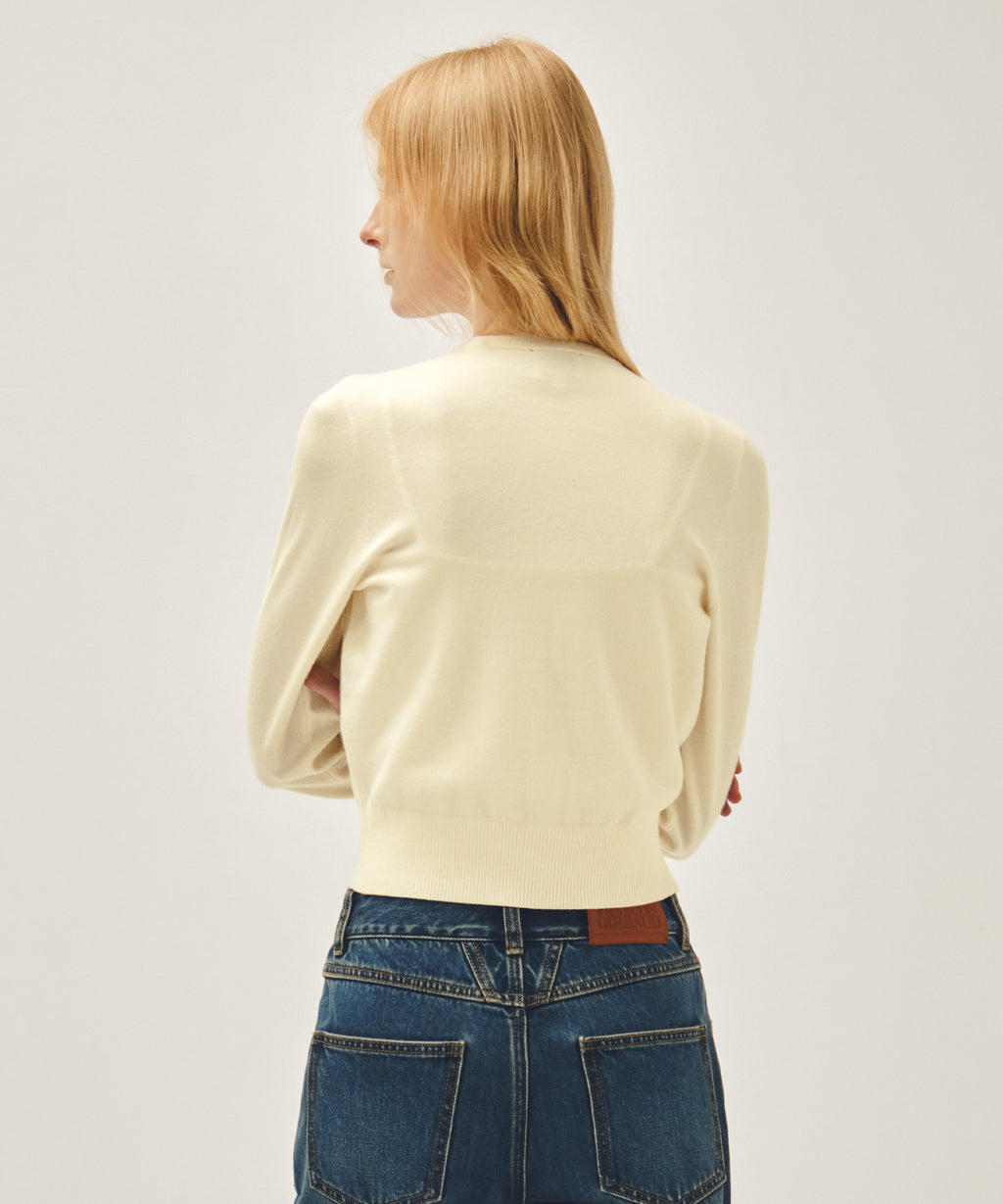 Marithe & Francois Girbaud - Basic Knit Cardigan Setup (Ivory) product image 3 | TRAB K-Fashion Australia