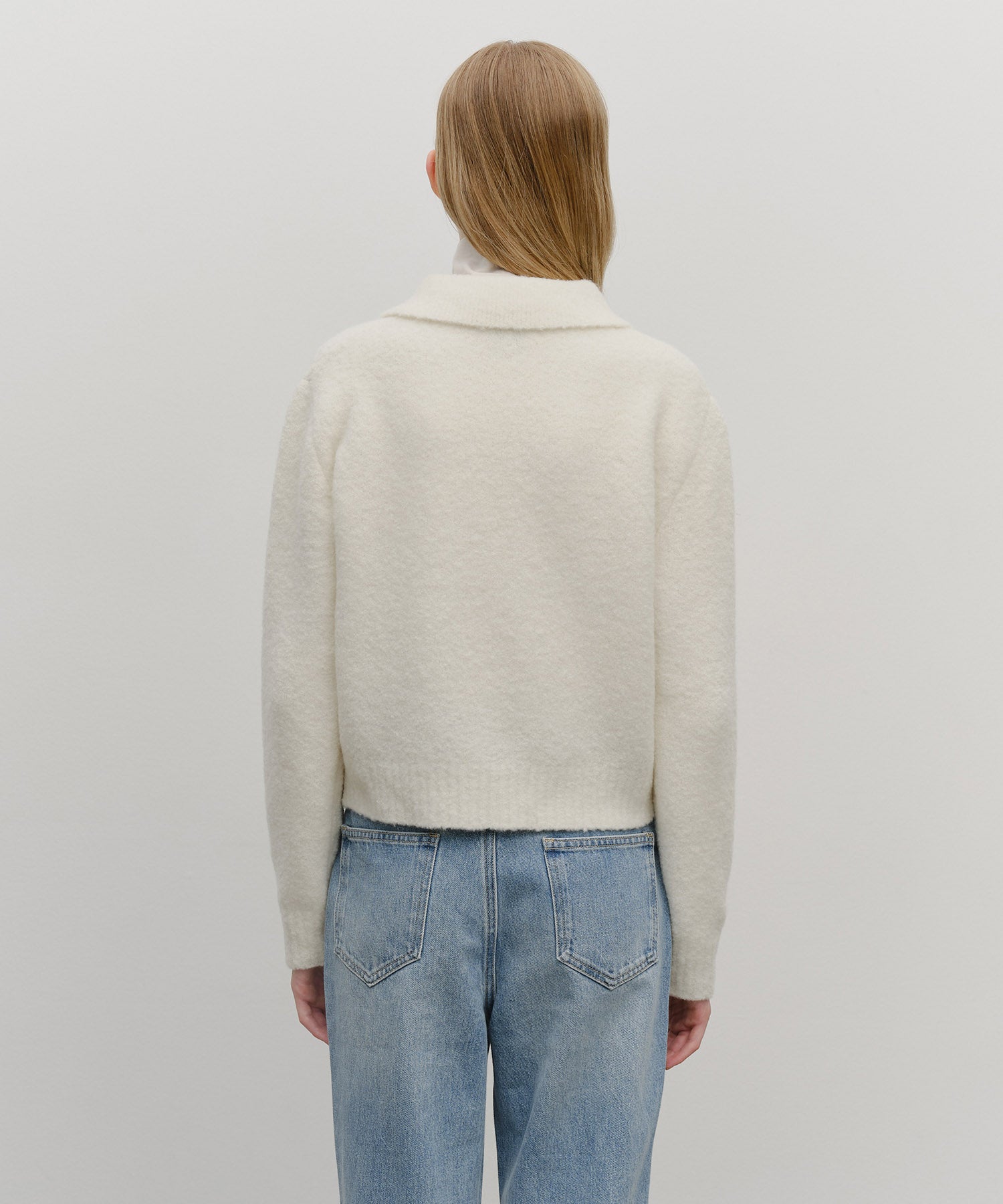 Marithe & Francois Girbaud - 3 Pocket Boucle Cardigan (Ivory) product image 3 | TRAB K-Fashion Australia