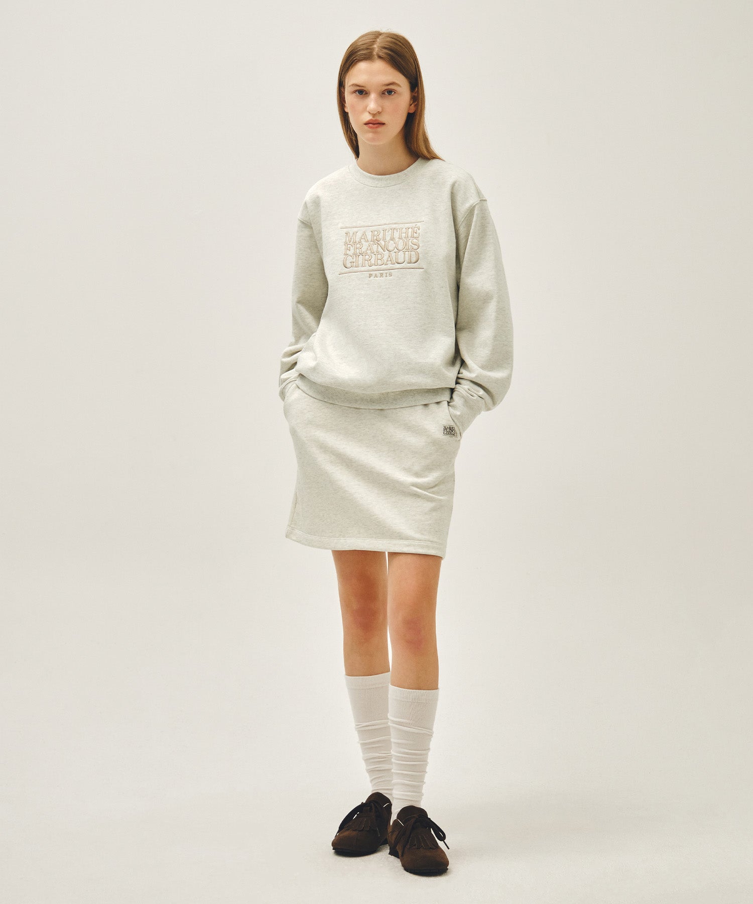 Marithe & Francois Girbaud - Vintage Classic Logo Sweat Mini Skirt (Oatmeal) product image 7 | TRAB K-Fashion Australia