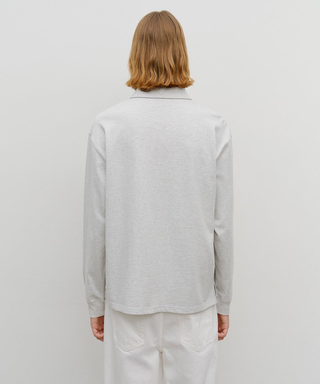 Marithe & Francois Girbaud - Crest Logo Jersey Polo Long Sleeve (Light Heather Gray) product image 3 | TRAB K-Fashion Australia