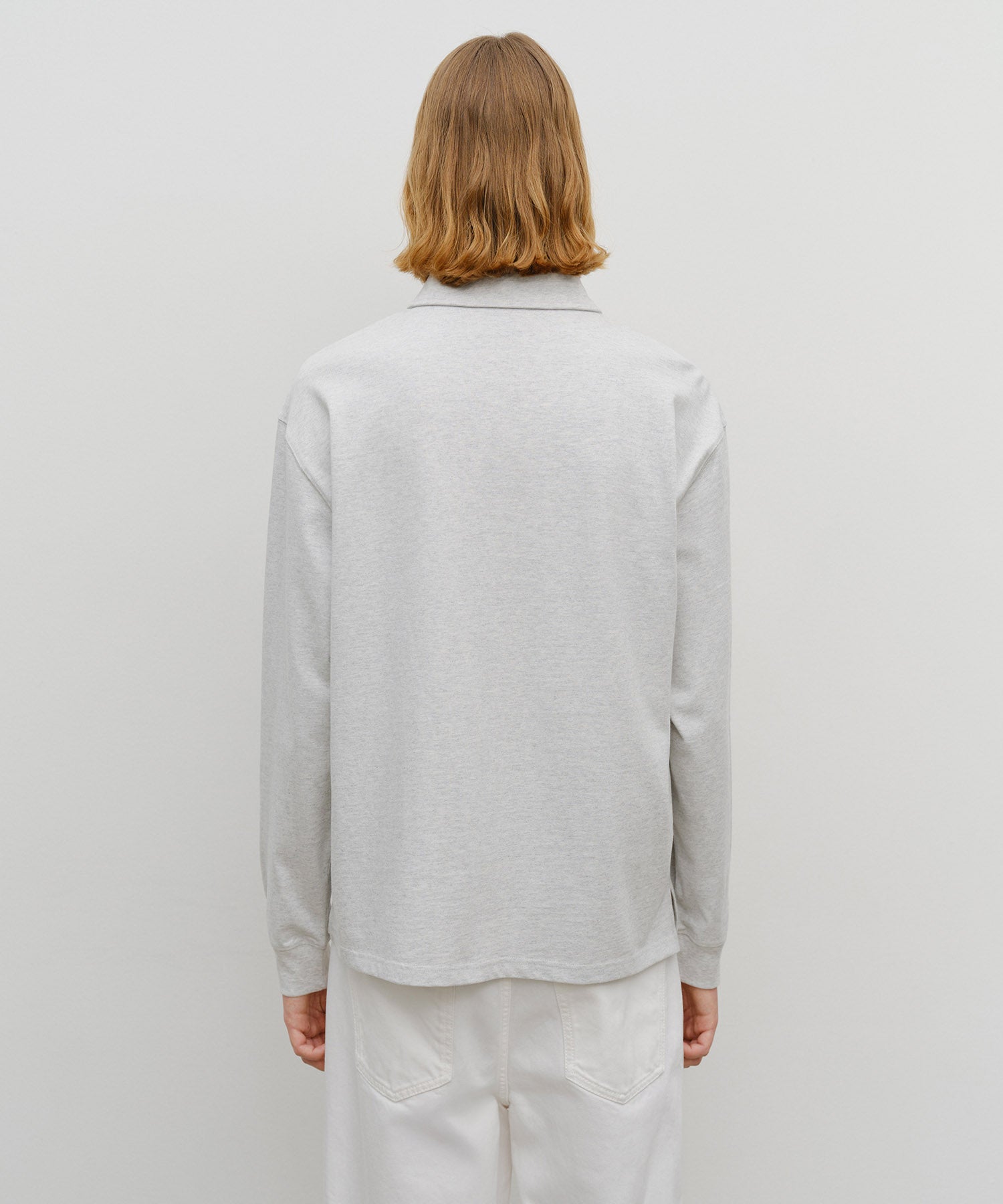Marithe & Francois Girbaud - Crest Logo Jersey Polo Long Sleeve (Light Heather Gray) product image 3 | TRAB K-Fashion Australia
