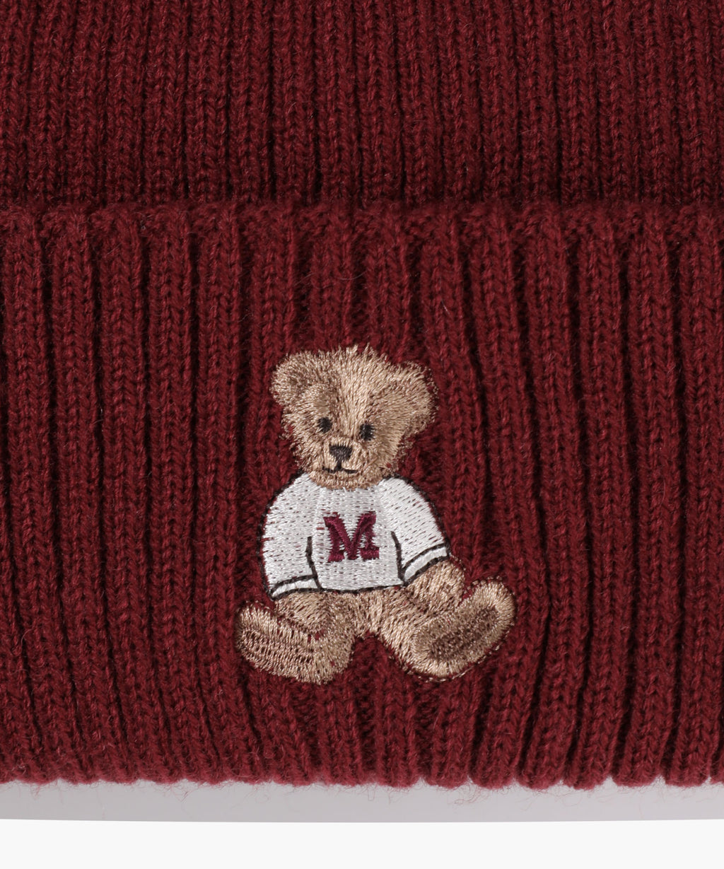 Marithe & Francois Girbaud - Doodle Bear Beanie (Burgundy) product image 3 | TRAB K-Fashion Australia