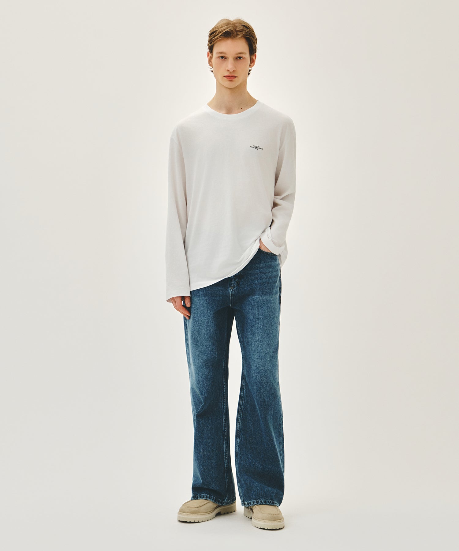 Marithe & Francois Girbaud - Relaxed Fit Boots-cut Denim Pants (Blue) product image 3 | TRAB K-Fashion Australia