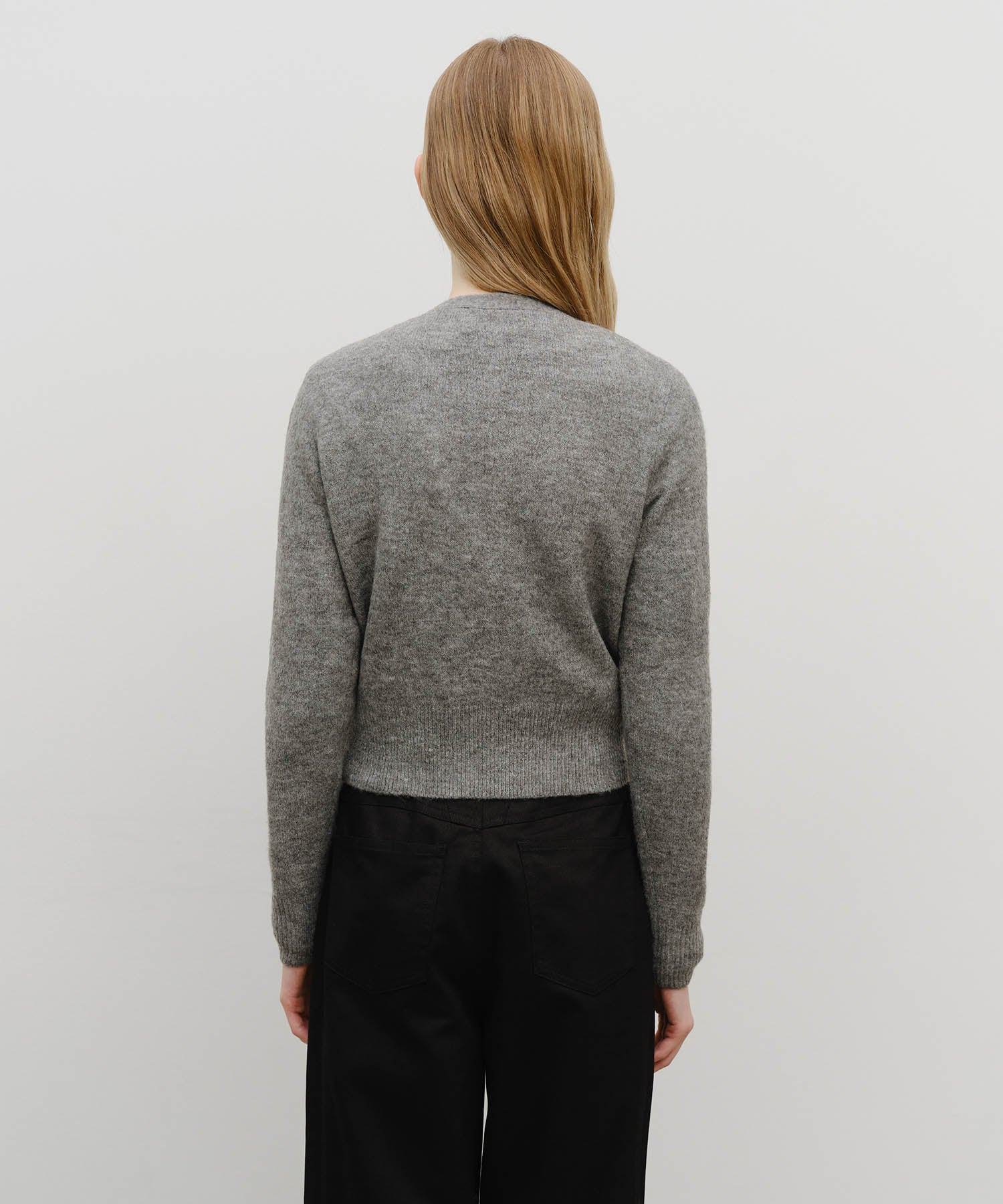 Marithe & Francois Girbaud - V-neck Crop Cardigan (Heather Gray) product image 3 | TRAB K-Fashion Australia
