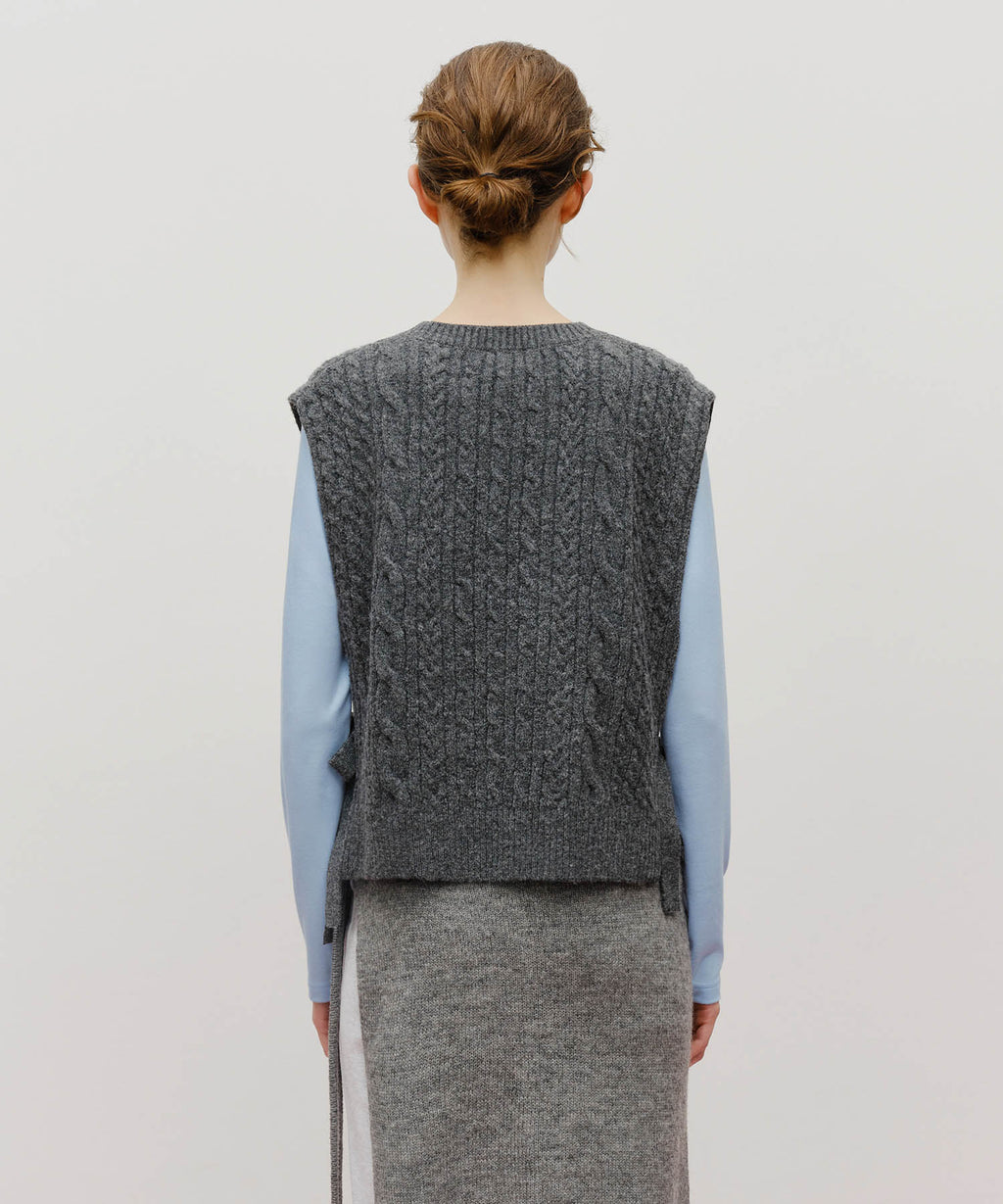 Marithe & Francois Girbaud - Side Ribbon Knit Vest (Charcoal) product image 3 | TRAB K-Fashion Australia