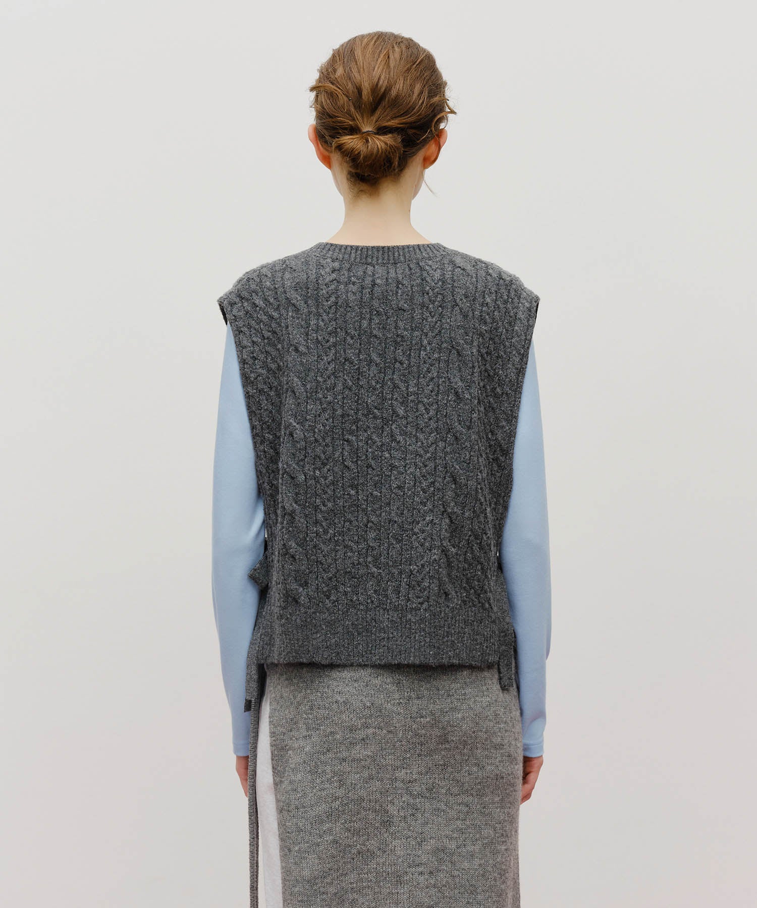 Marithe & Francois Girbaud - Side Ribbon Knit Vest (Charcoal) product image 3 | TRAB K-Fashion Australia